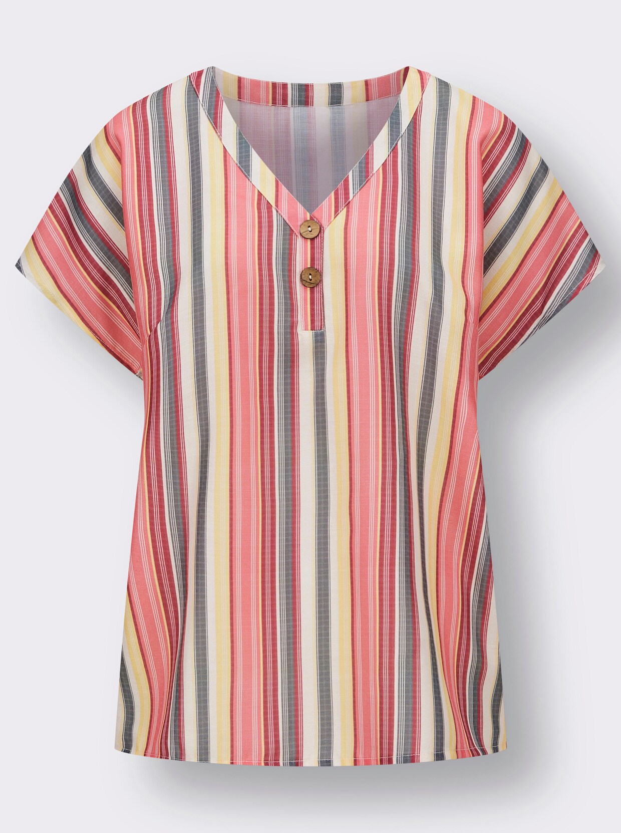 Blouse met print - koraal/kers gestreept