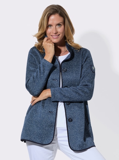 Fleecejacke mit hohen Seitenschlitzen - jeansblau-meliert