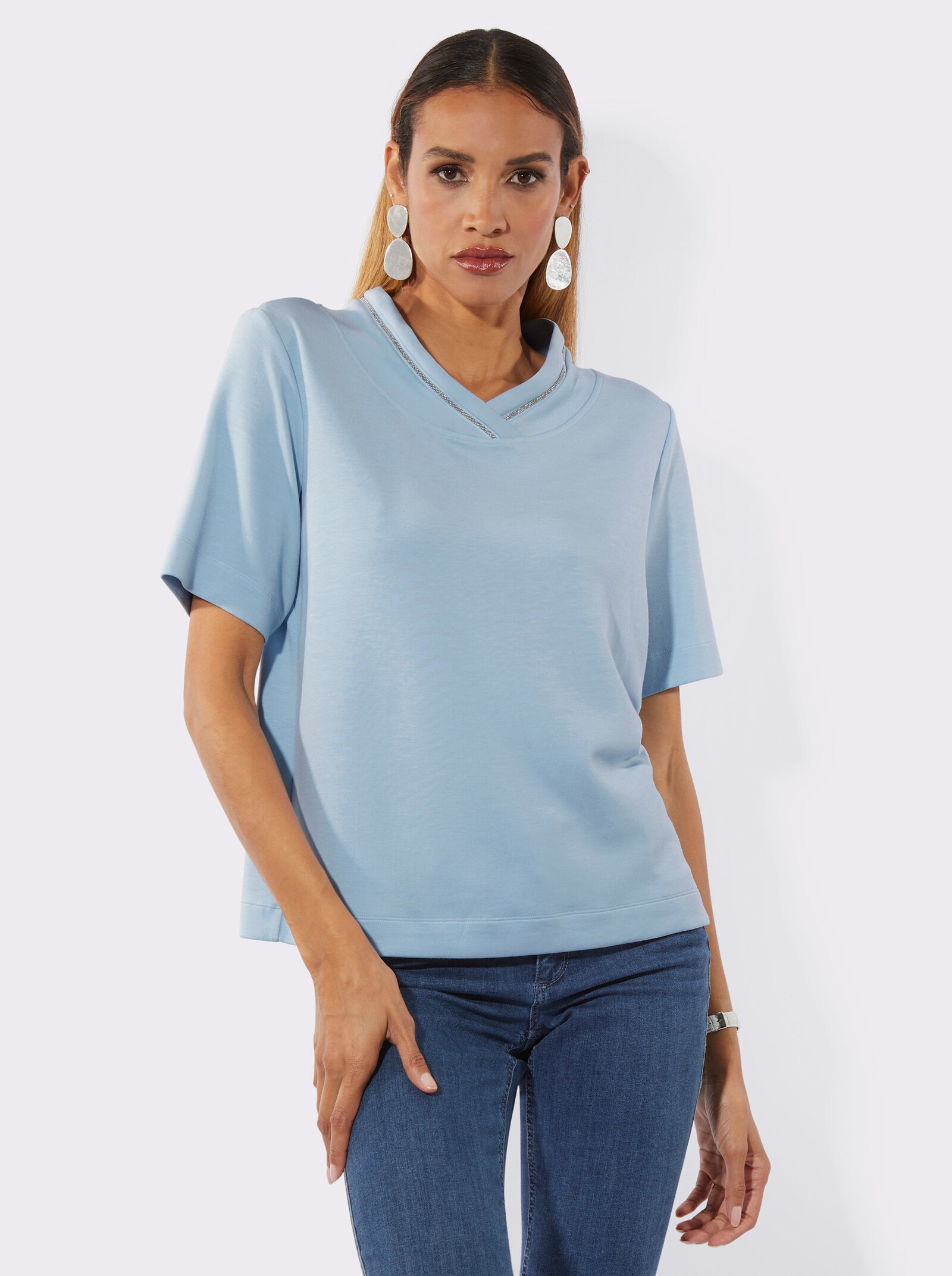 Sweatshirt mit Modal - hellblau