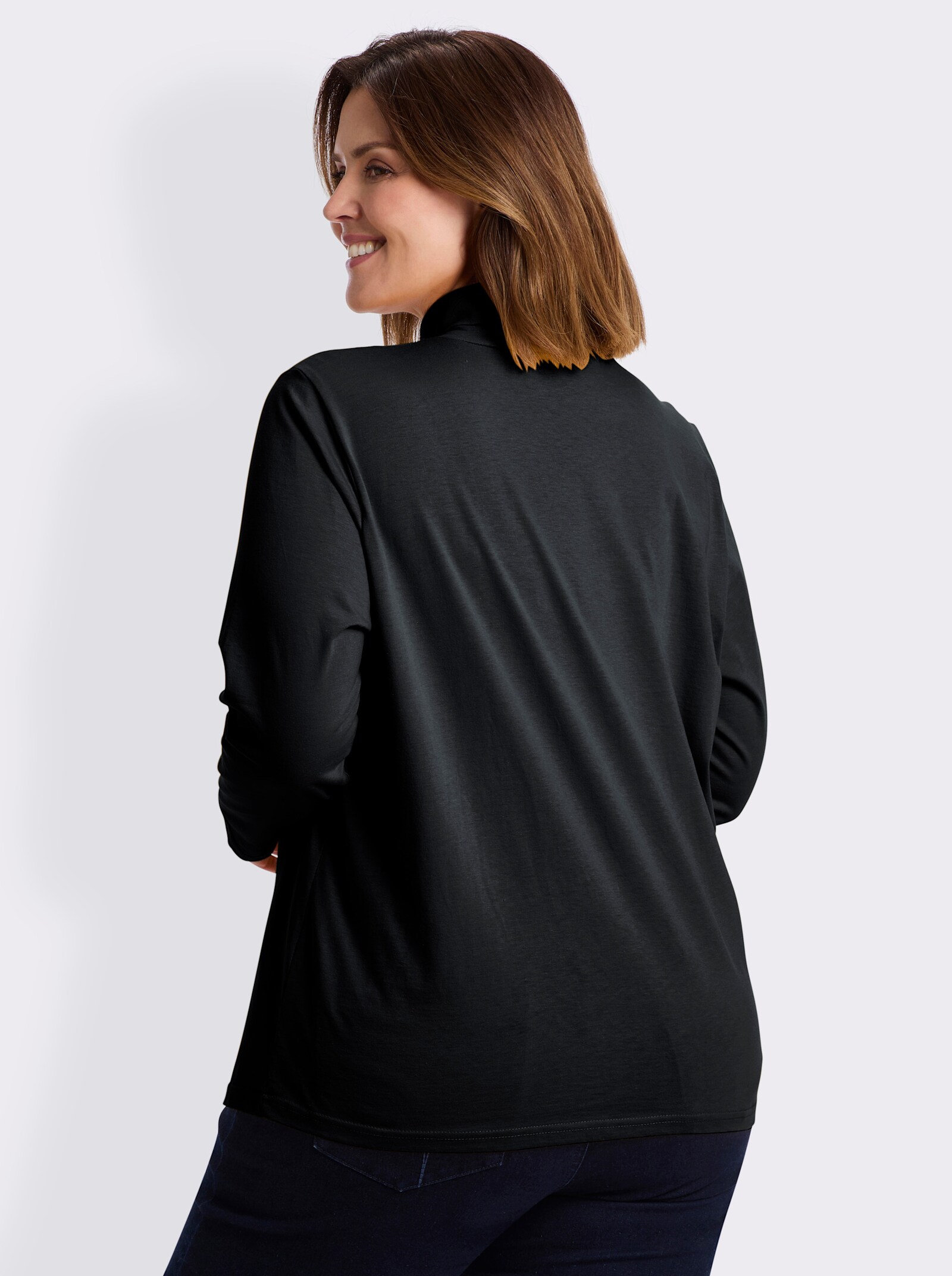 Rollkragenshirt mit langen Ärmeln - schwarz