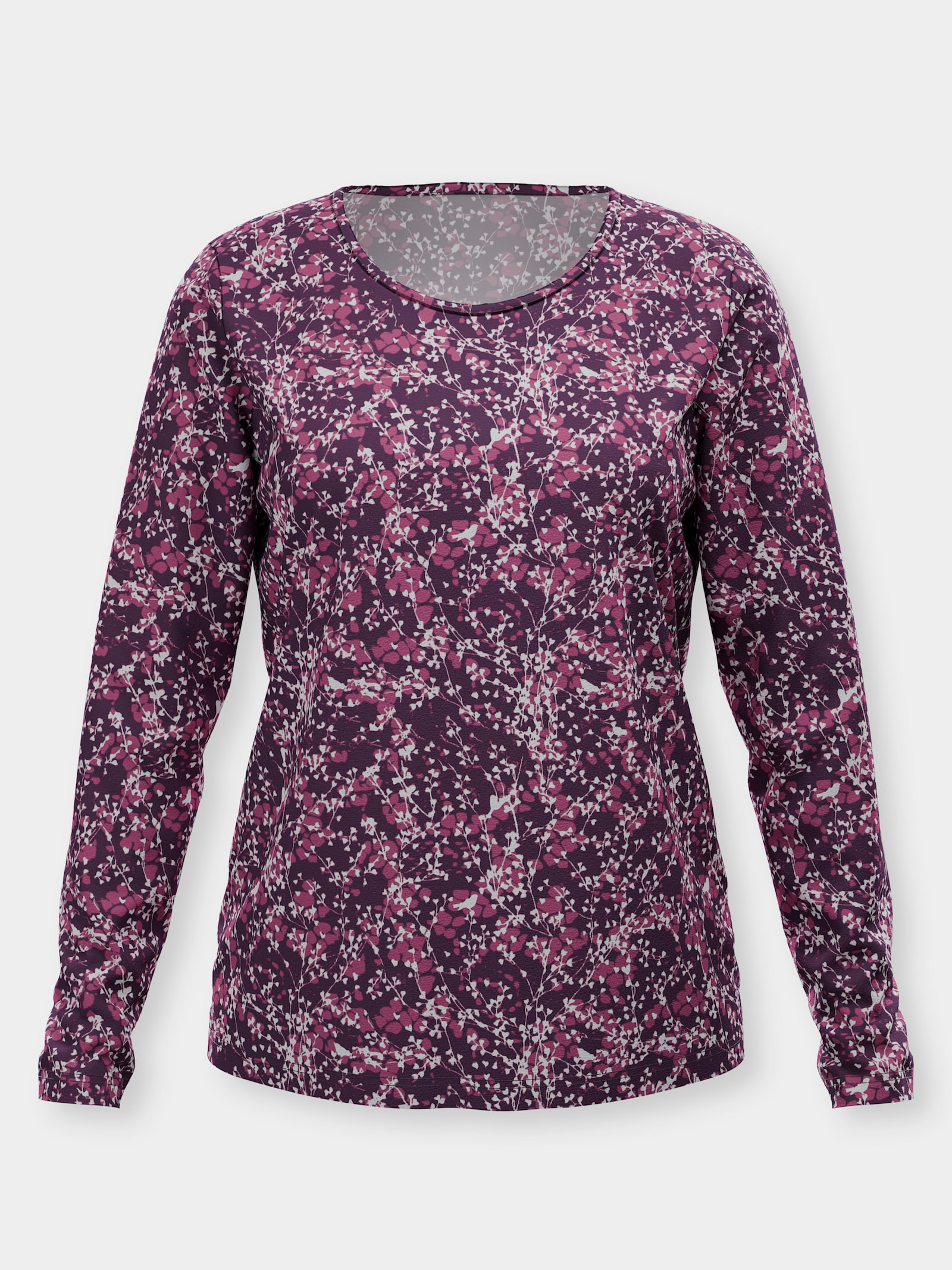 Langarmshirt mit Millefleur-Druck - traube-ecru-bedruckt