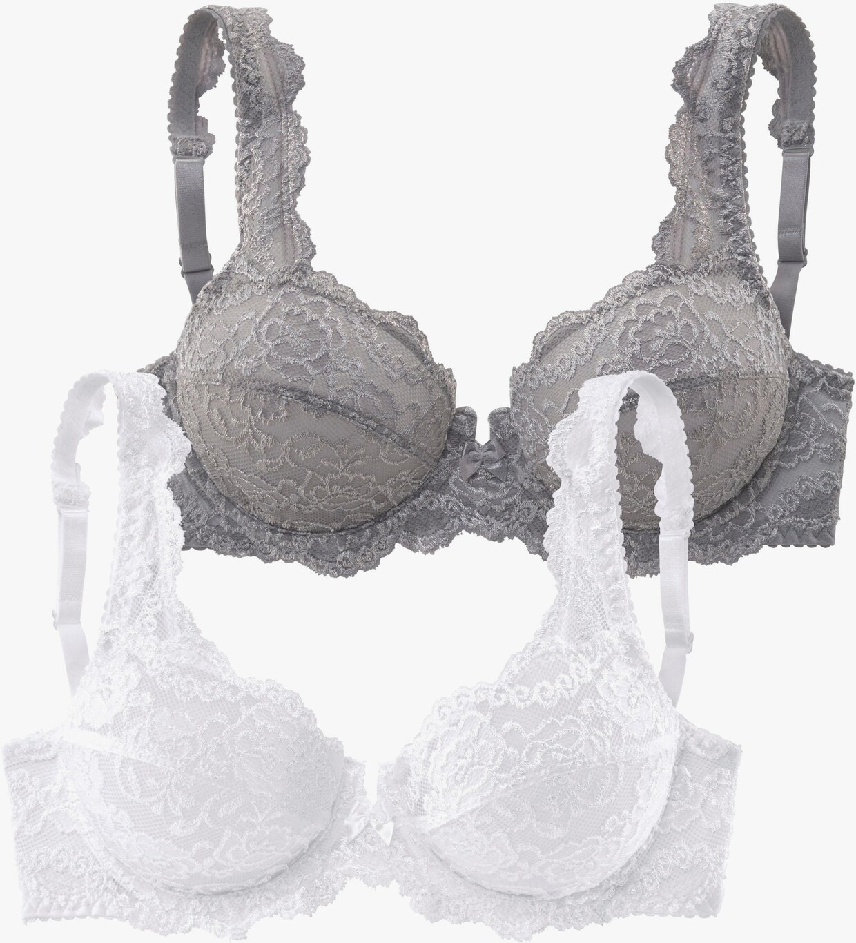 petite fleur Soutien-gorge à armatures - gris pierre + blanc