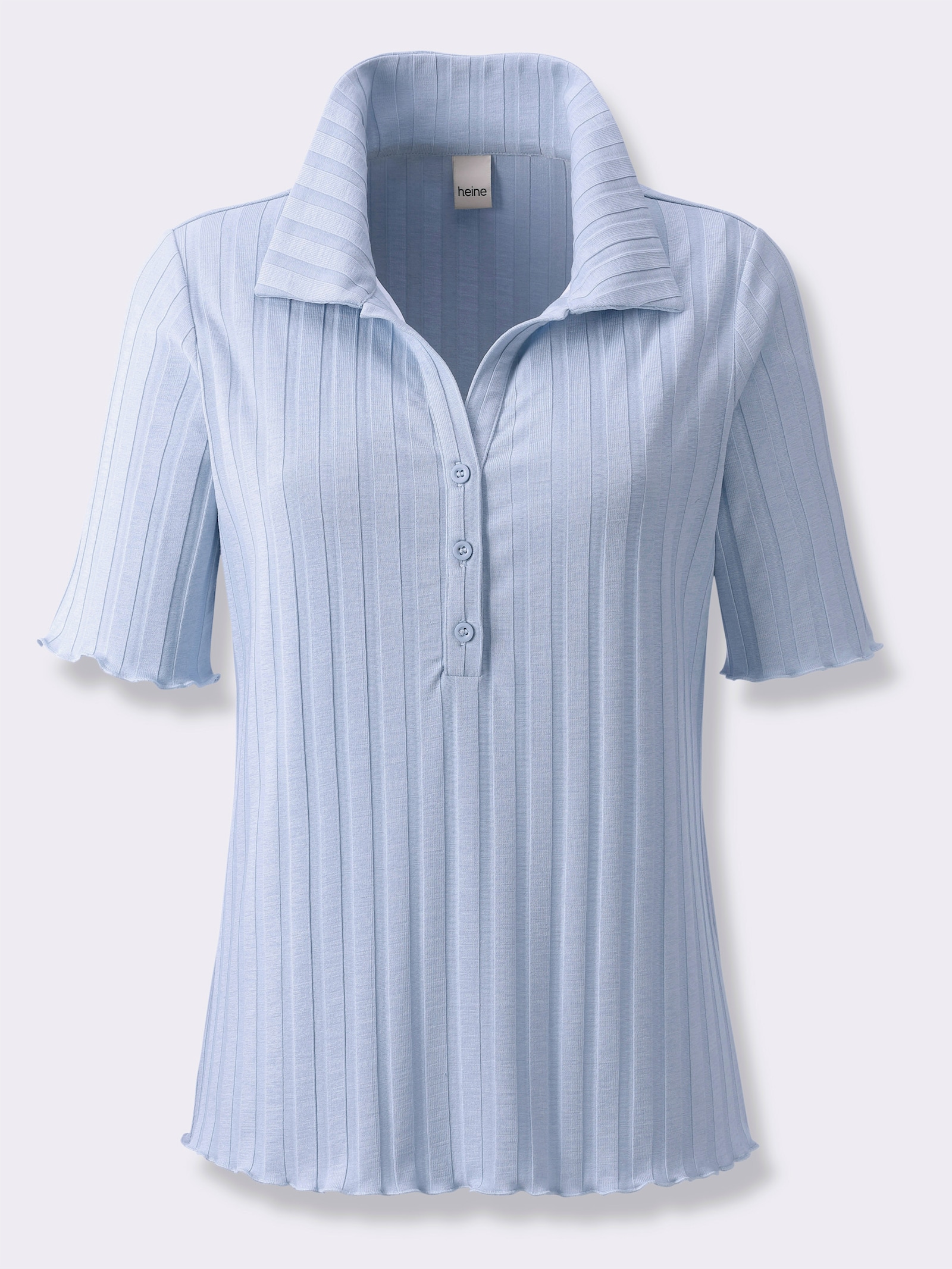heine Kurzarmshirt mit Wellenkanten - hellblau