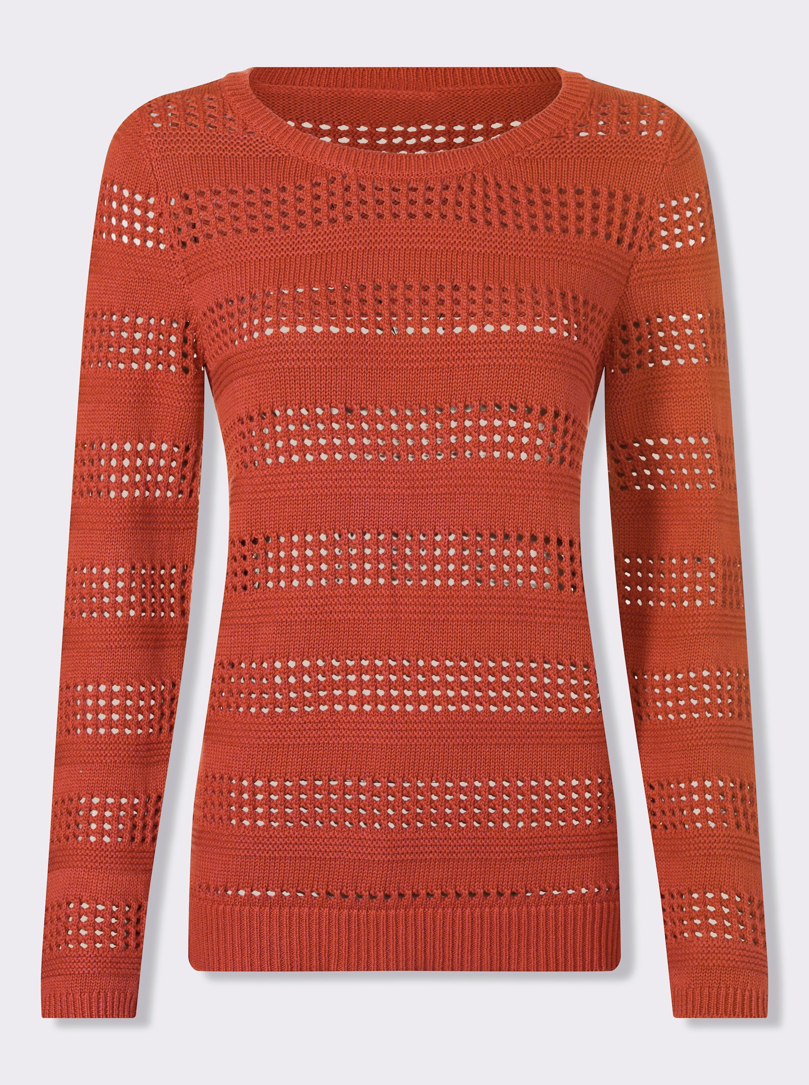 heine Ajourpullover mit Rippenbündchen - terra