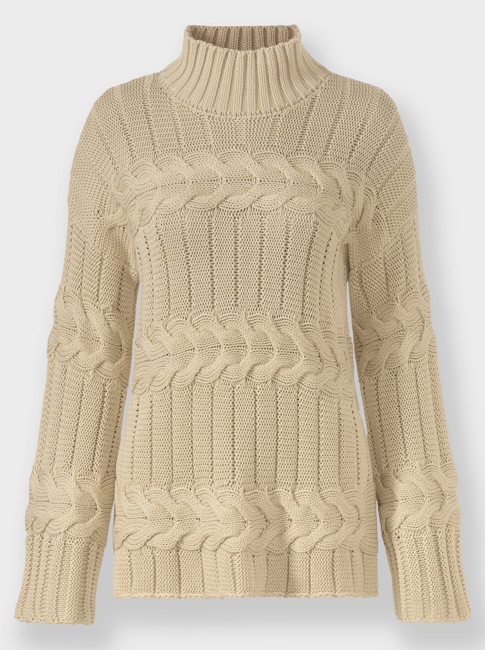 heine Stehkragenpullover mit Strickmuster-Mix - sand