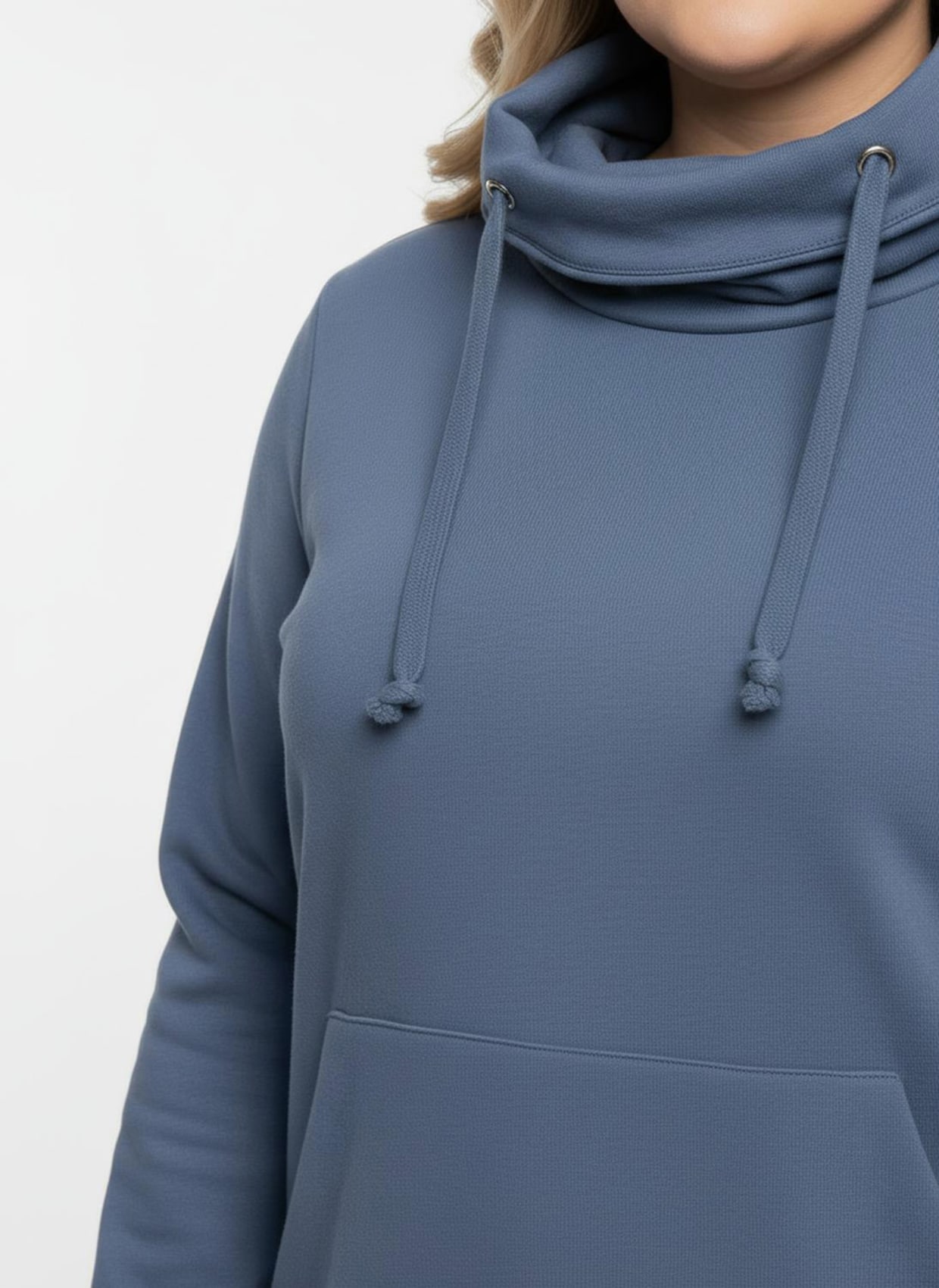 Sweatshirt mit halsfernem Rollkragen - blau