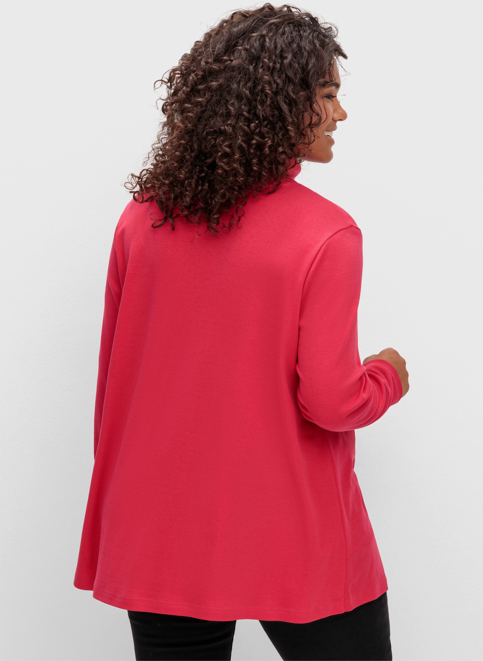 sheego Rollkragenshirt in A-Linie - magenta