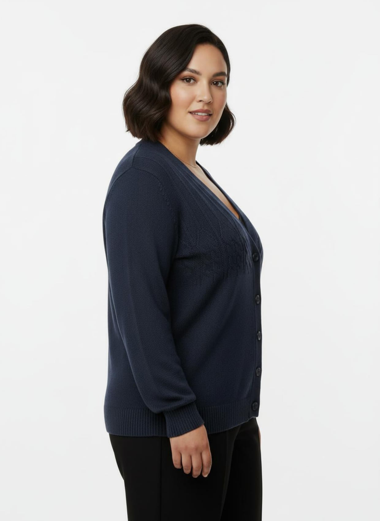 Strickjacke mit Raglan-Ärmeln - dunkelblau-meliert