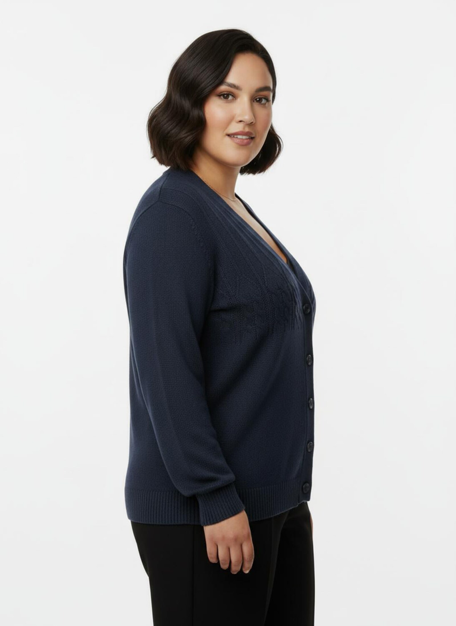 Strickjacke mit Raglan-Ärmeln - dunkelblau-meliert