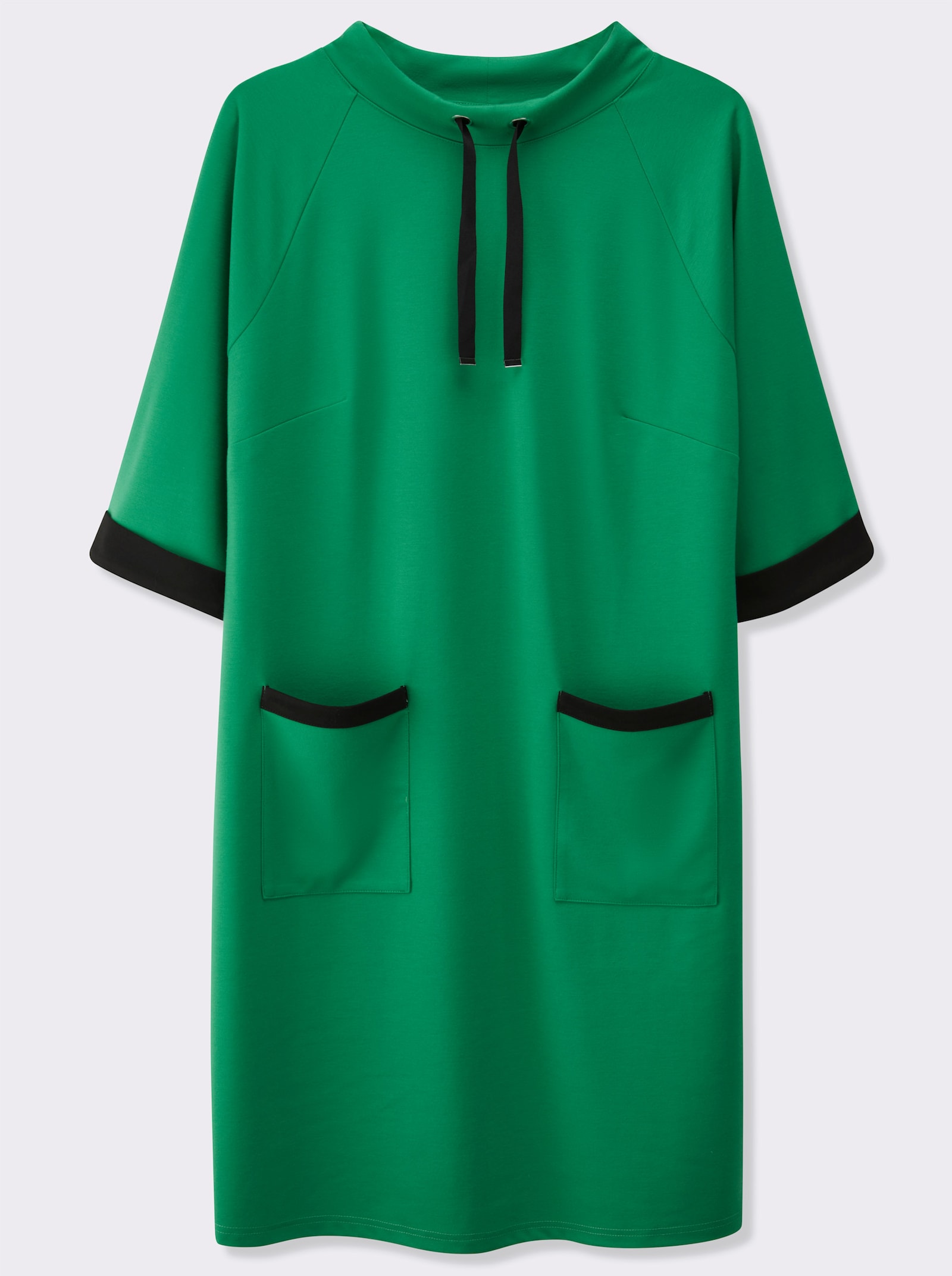 Jerseykleid mit Kontrast-Akzenten - grasgrün