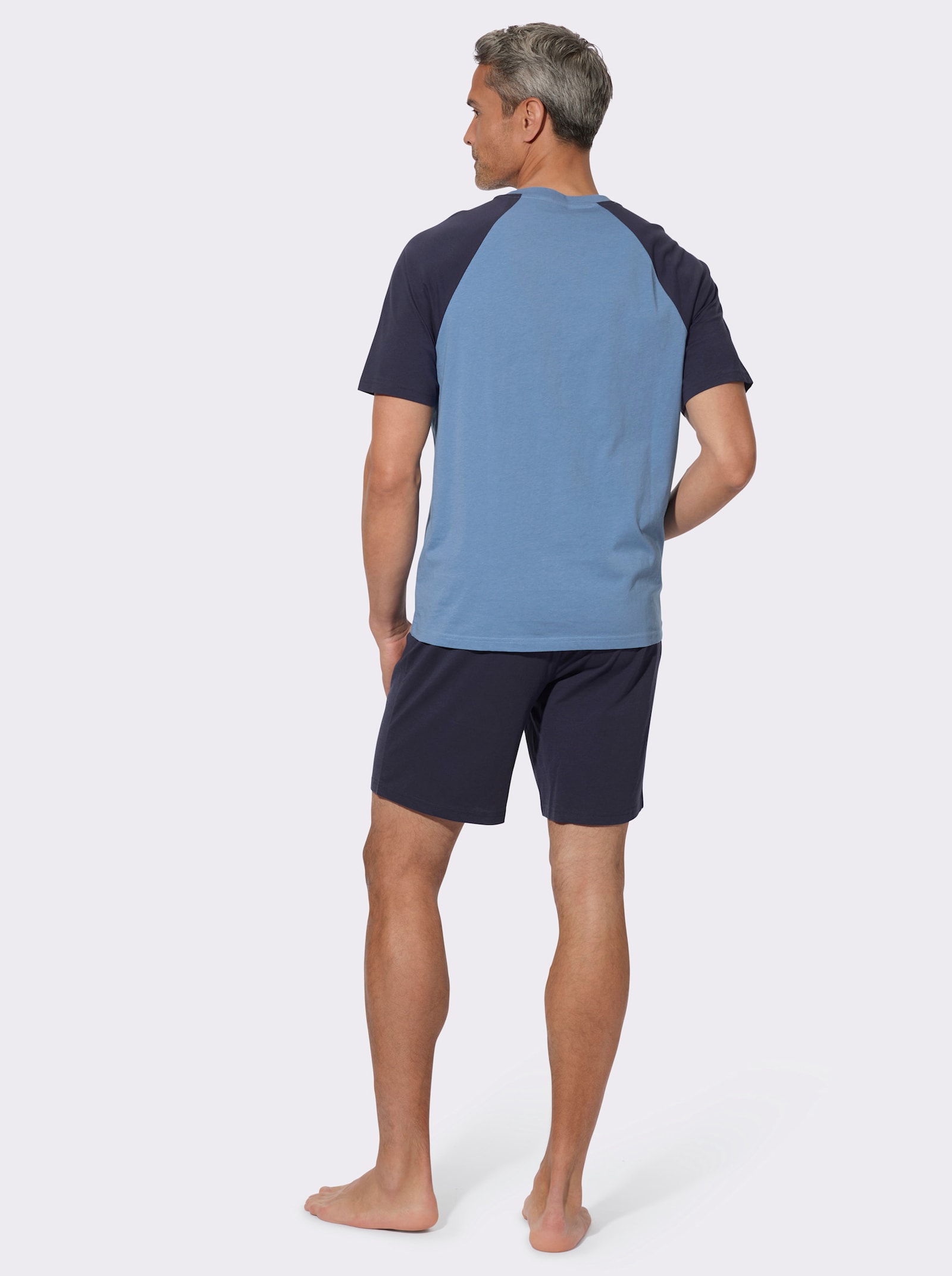 Shorty mit Streifen-Druck - marine/middenblauw
