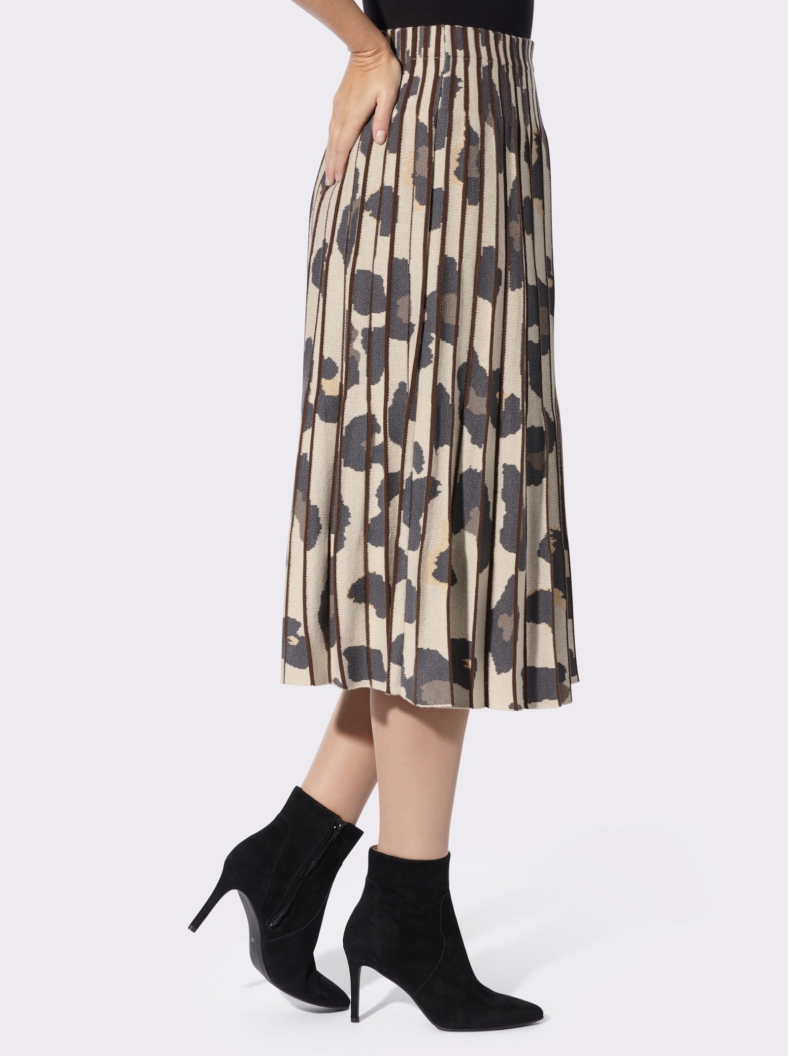 heine Strickrock mit Dehnbund - elfenbein-taupe-gemustert