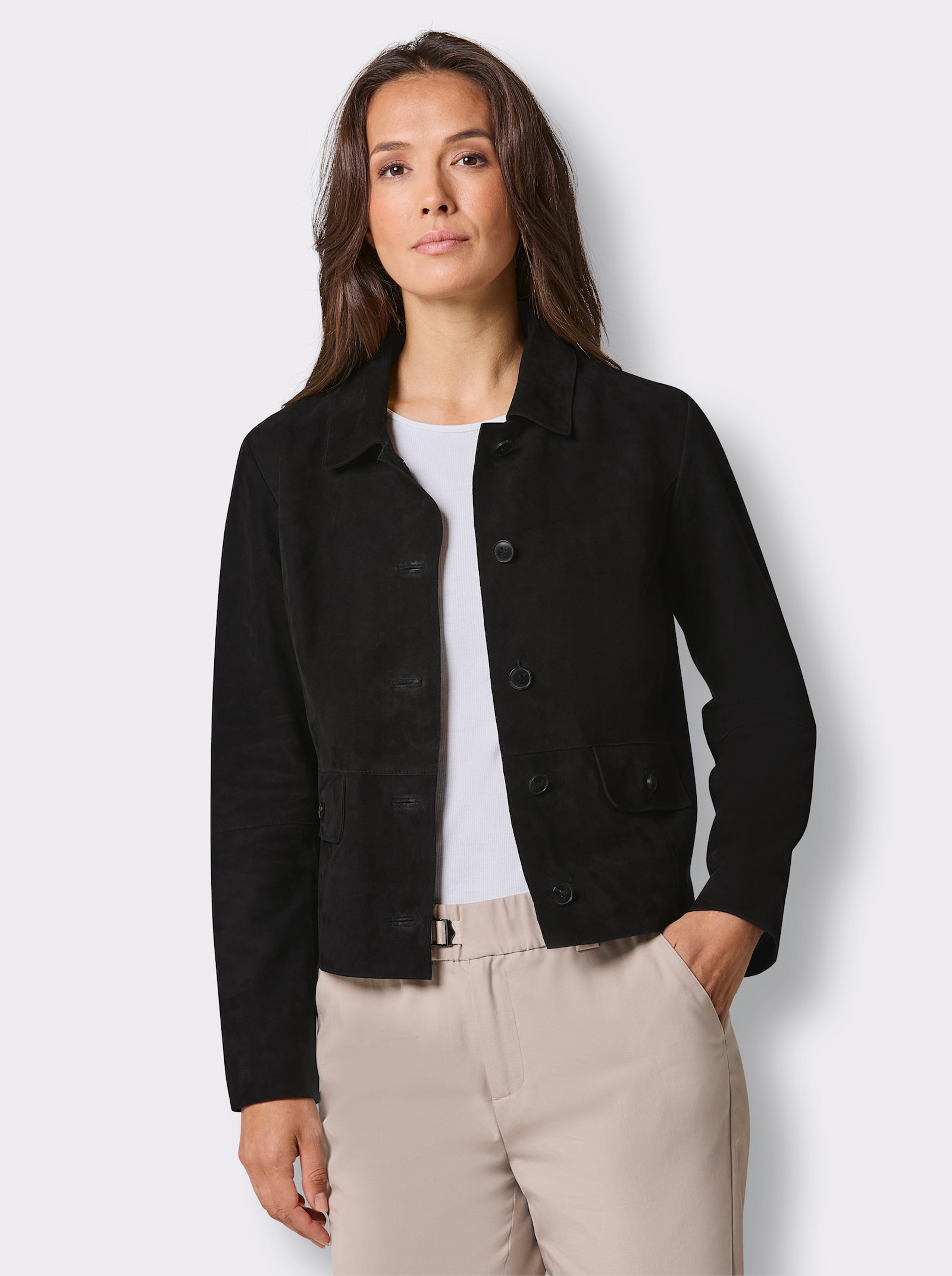 Mainpol Lederblazer in Ziegenvelours-Qualität - schwarz