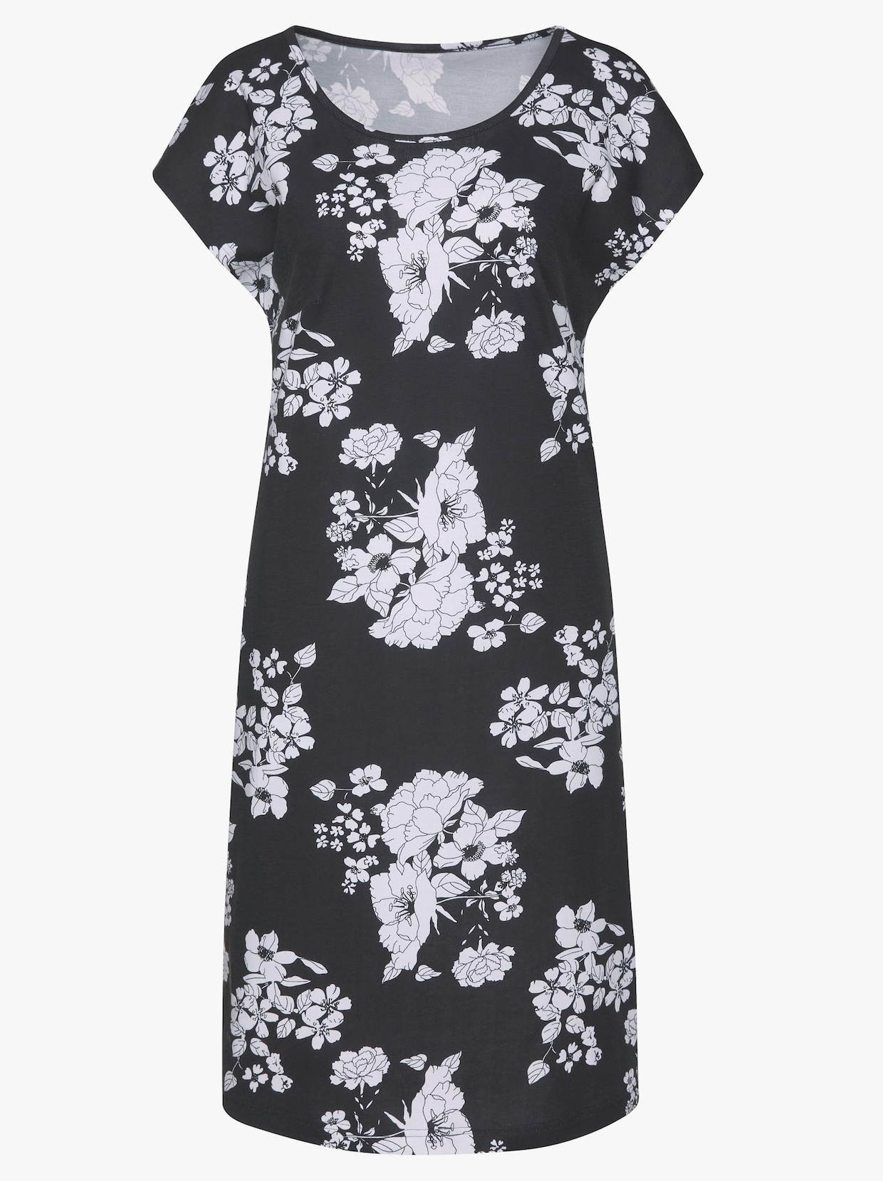 Žerzejové šaty - černá-květinový vzor