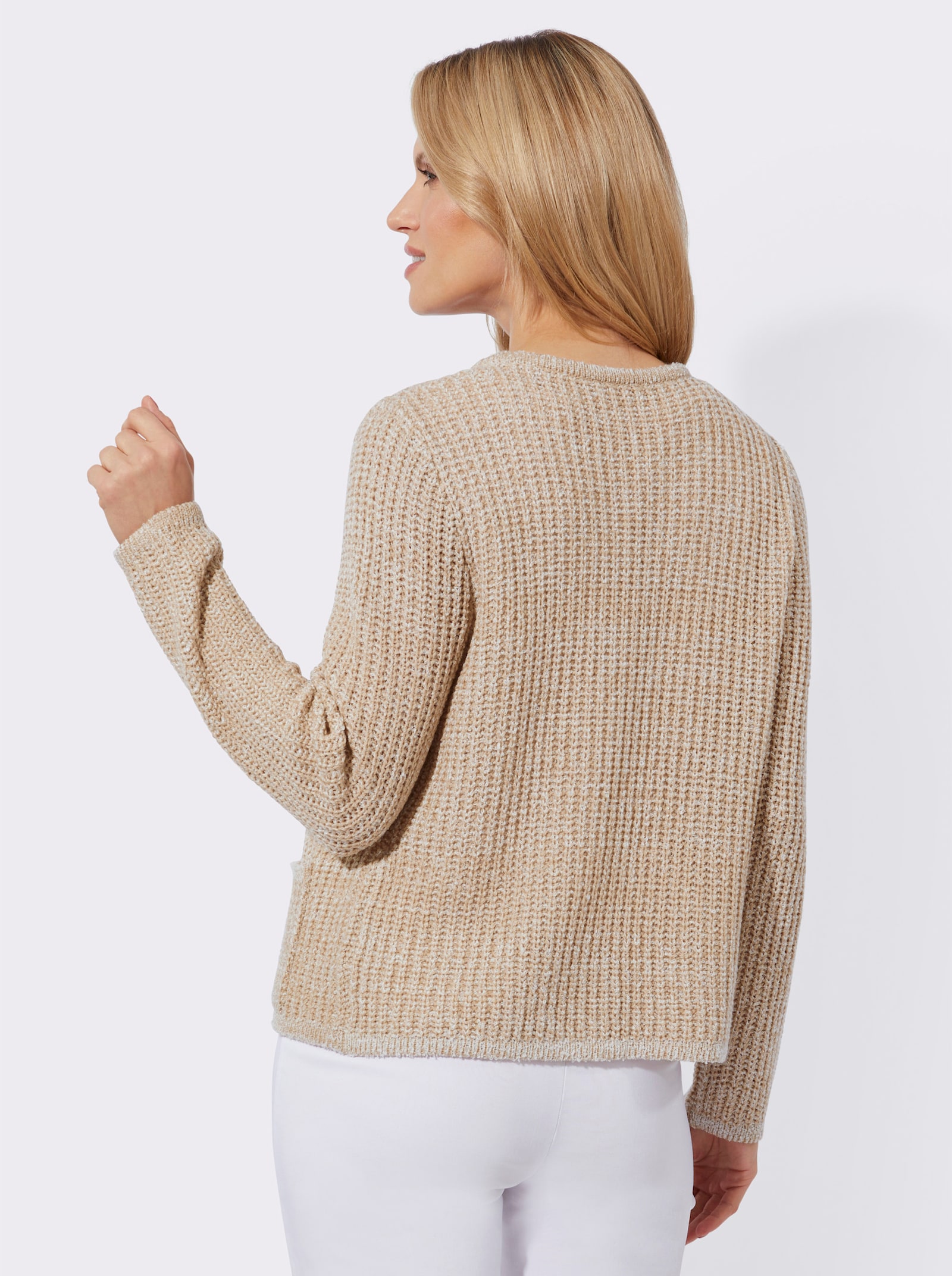 Cardigan aus Bändchengarn - beige-ecru