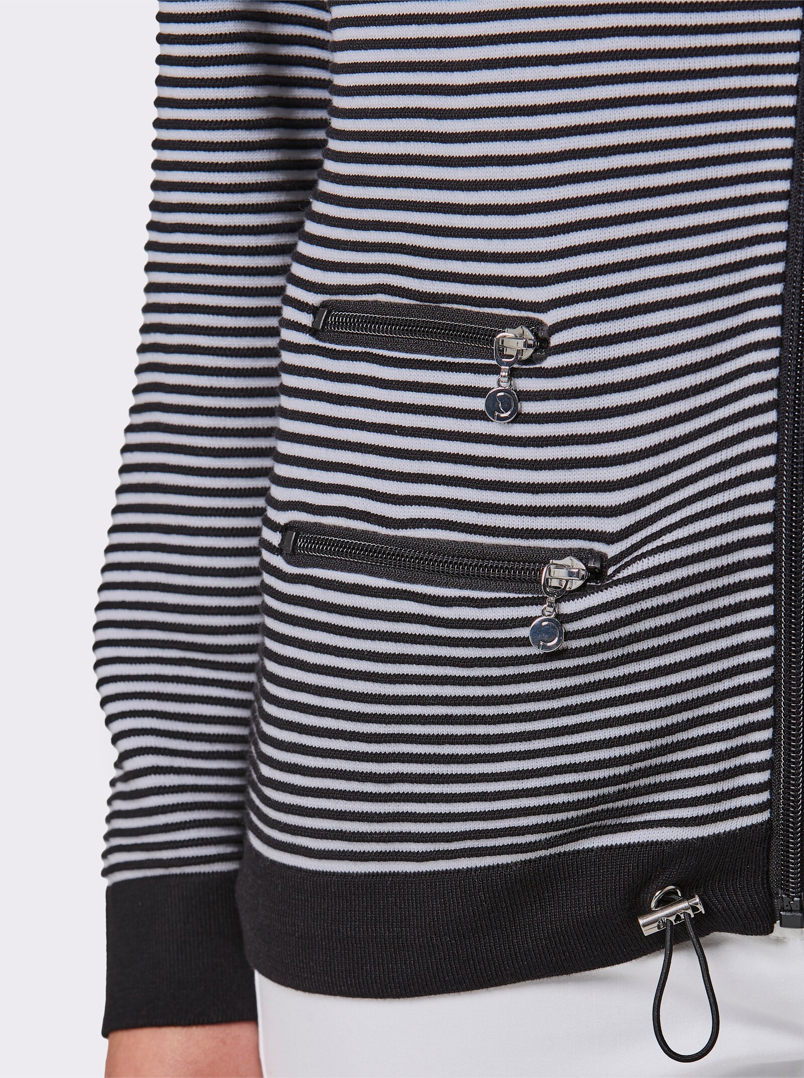 CREATION L PREMIUM Strickjacke in Ripp-Qualität - schwarz-weiß