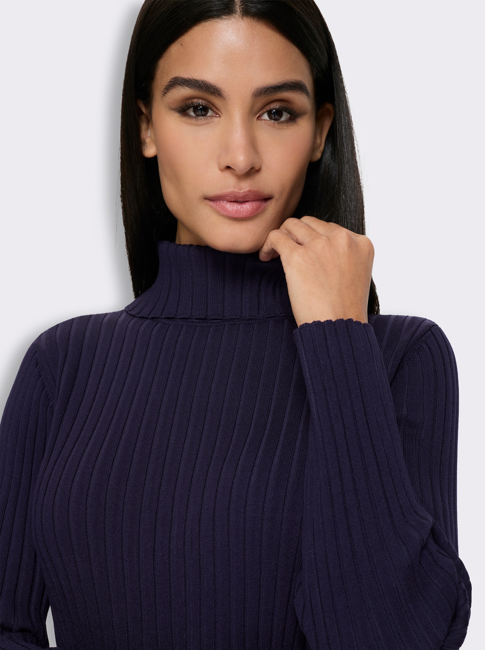 heine Feinstrickpullover mit Rollkragen - marine