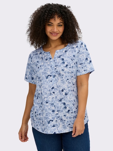 Kurzarmshirt in Baumwoll-Qualität - hellblau-bleu-bedruckt