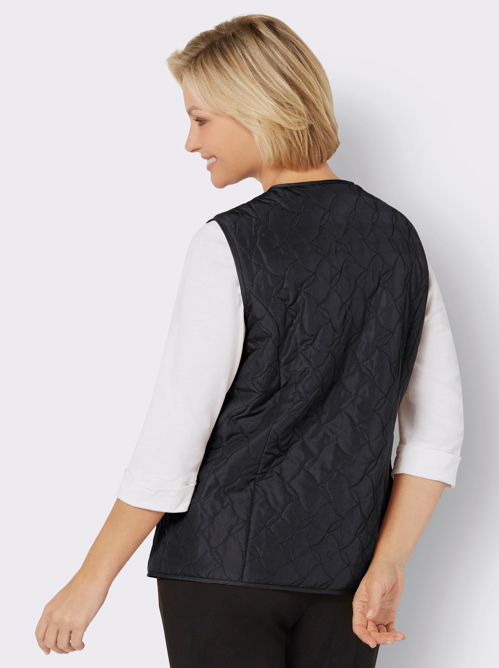 Bodywarmer met strookzakken - zwart