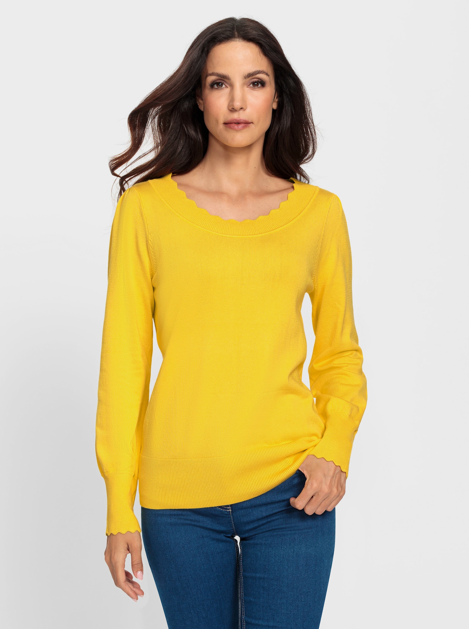 heine Pullover met lange pofmouwen - zonnegeel