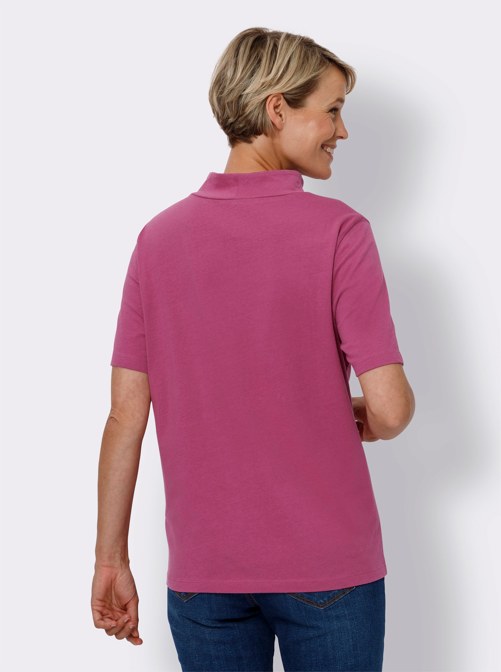 Stehkragenshirt aus reiner Baumwolle - erika