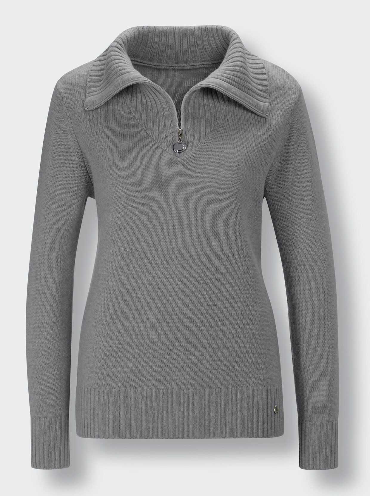 Creation L Premium Merino-Kaschmir-Pullover - steingrau-meliert