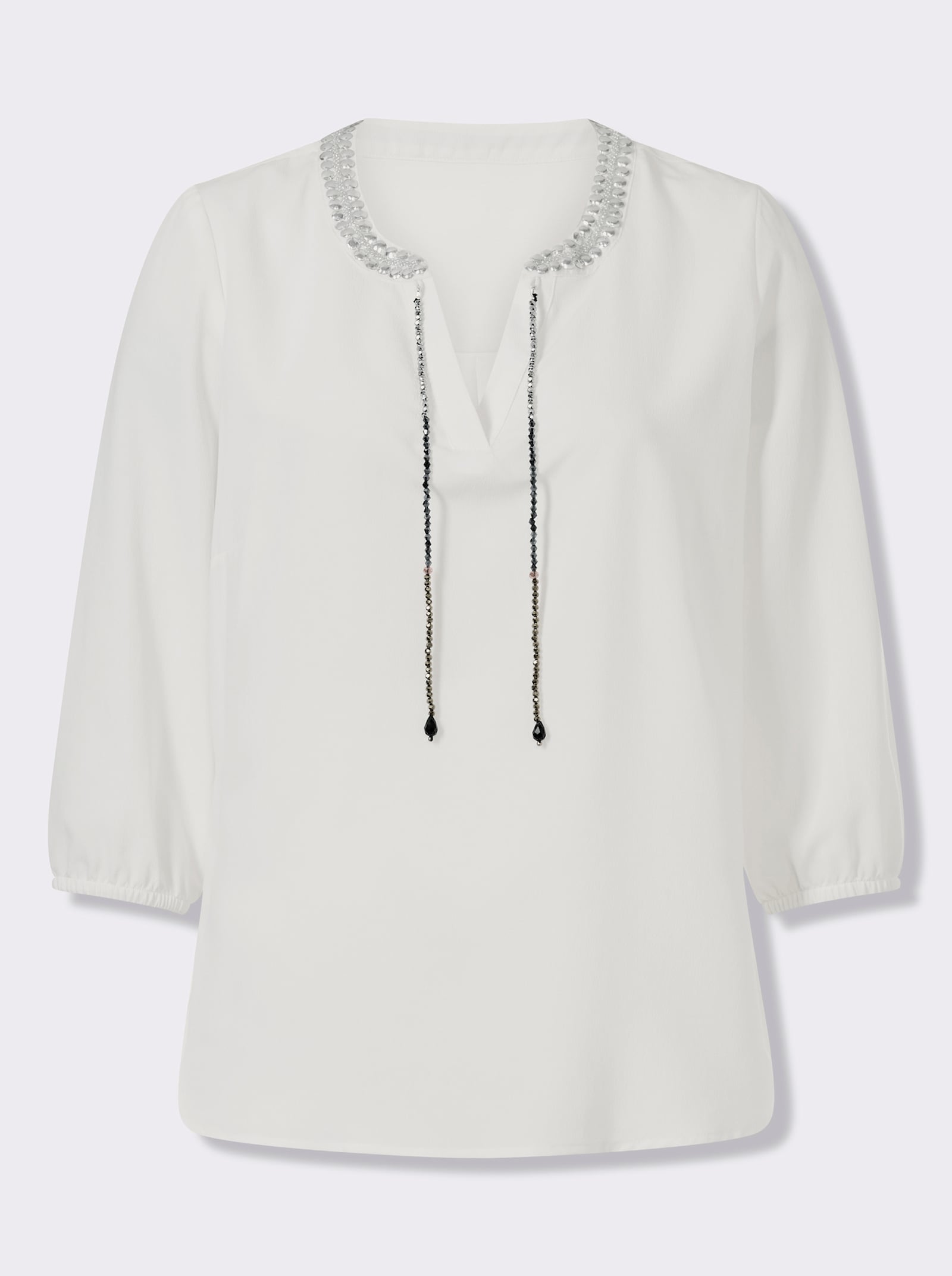 Schlupfbluse mit Falte hinten - weiss