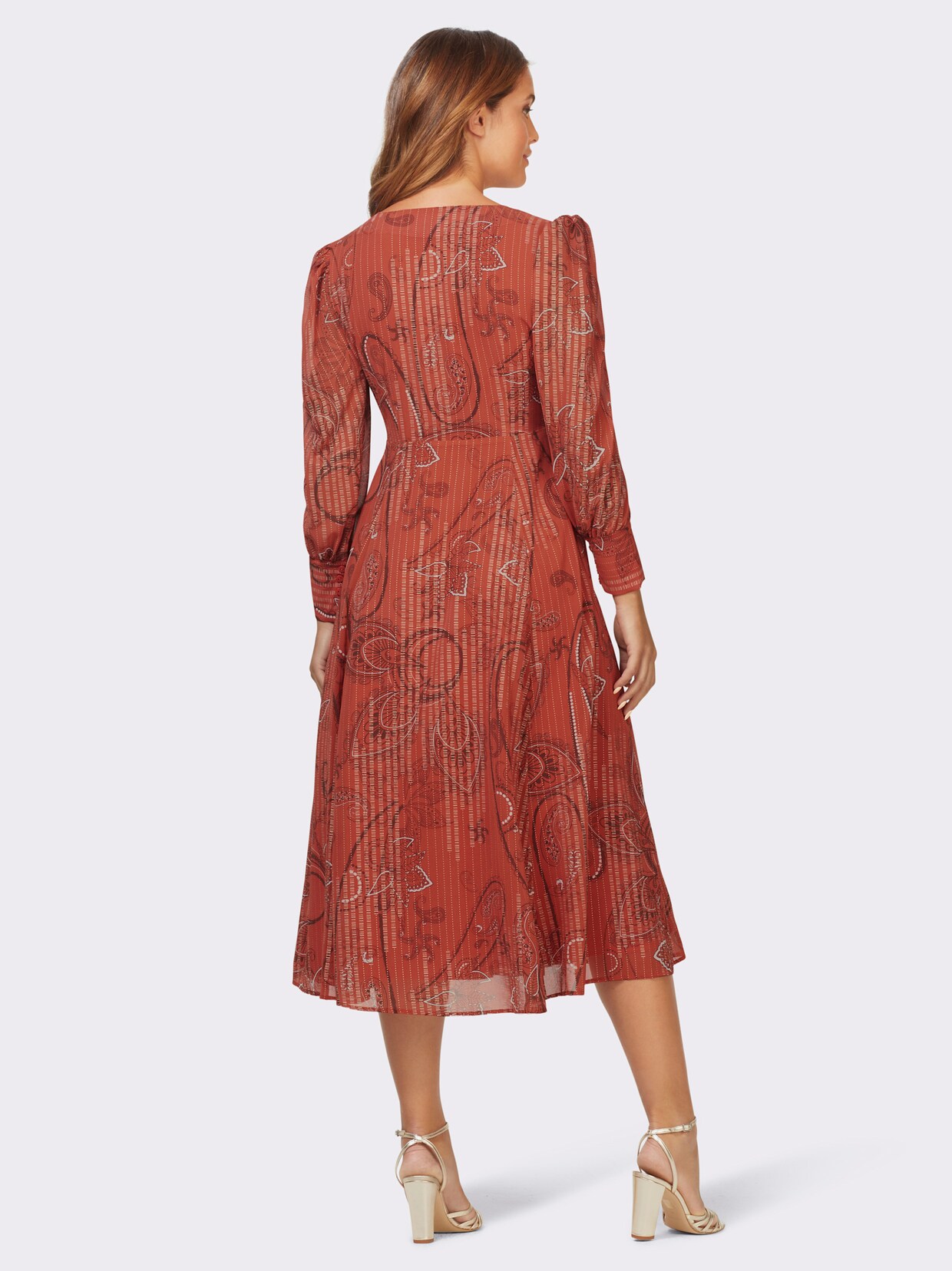 heine Druck-Kleid - papaya-bedruckt