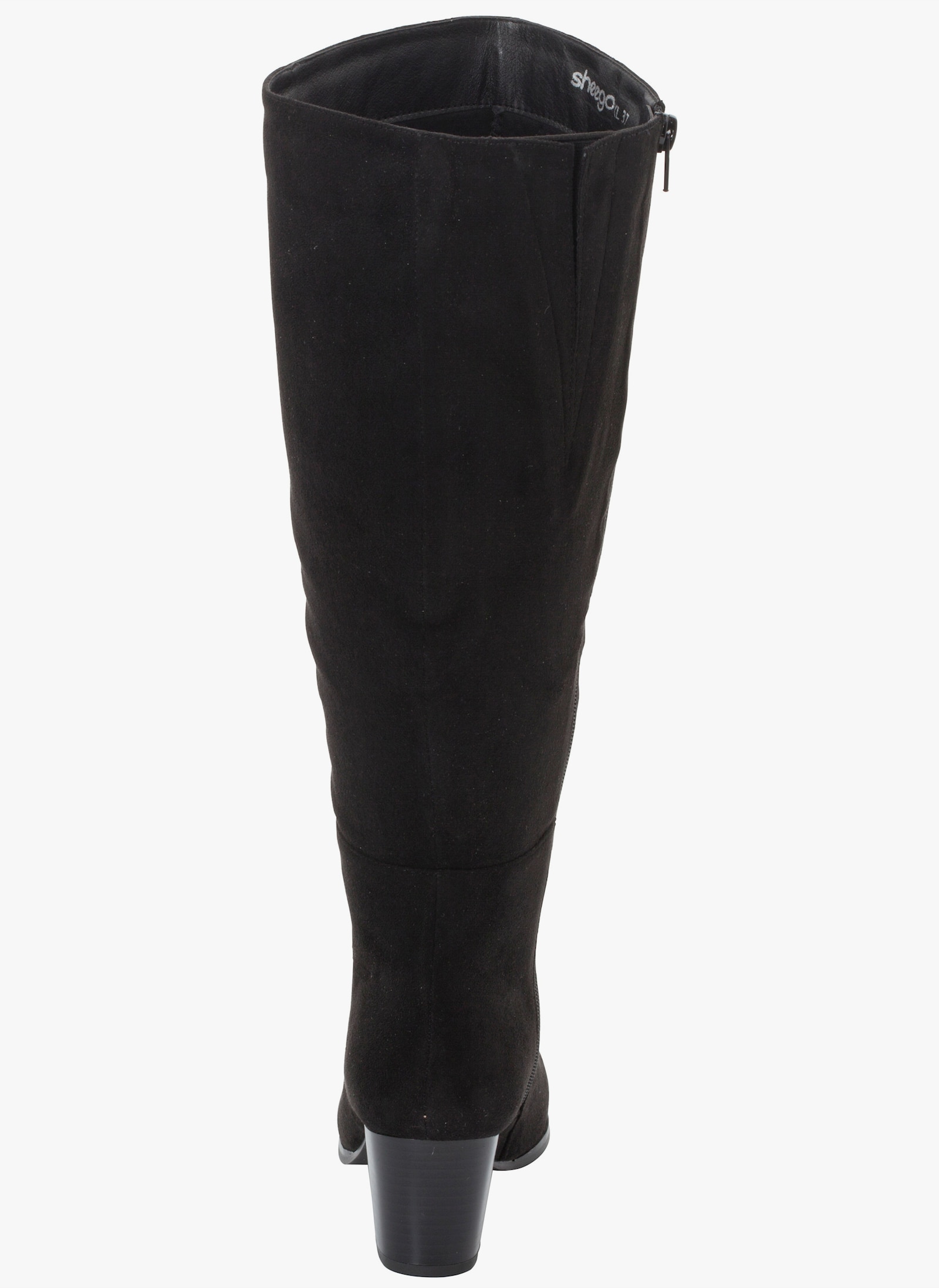 sheego Weitschaftstiefel aus Velours-Lederimitat - schwarz