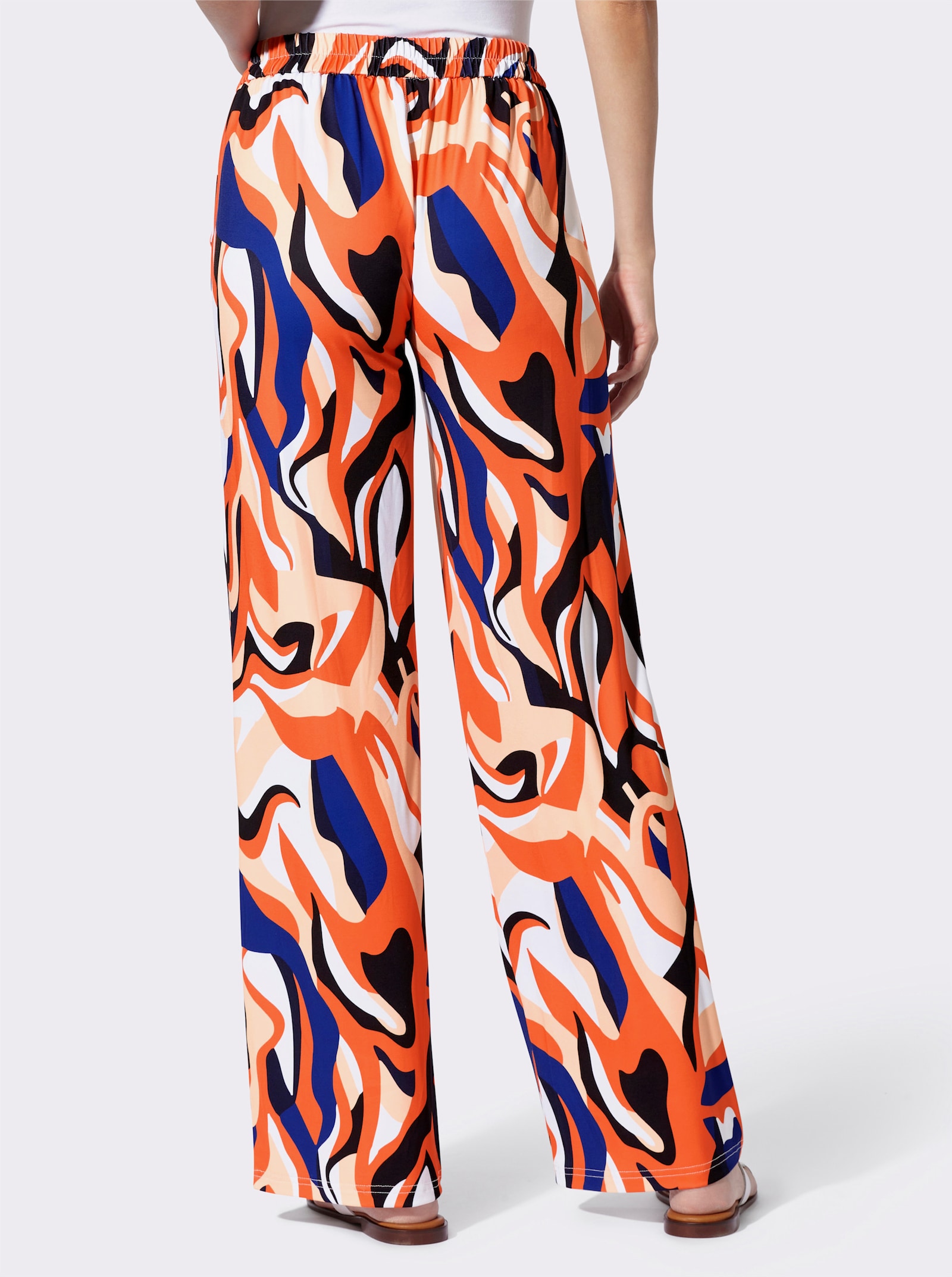 heine Soepel vallende jerseybroek - marine/oranje bedrukt