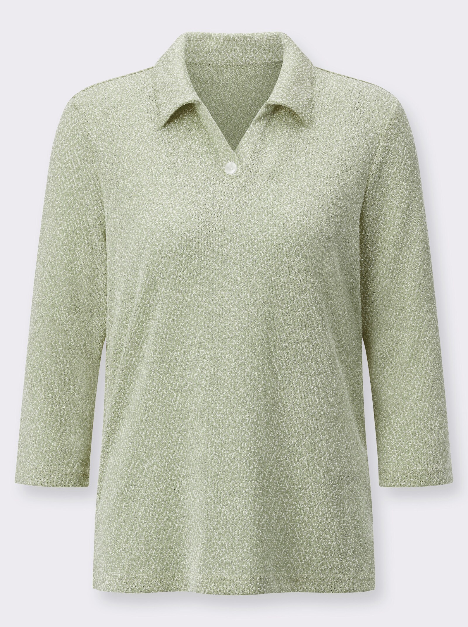 Poloshirt in melierter Bouclé-Qualität - lindgrün-meliert