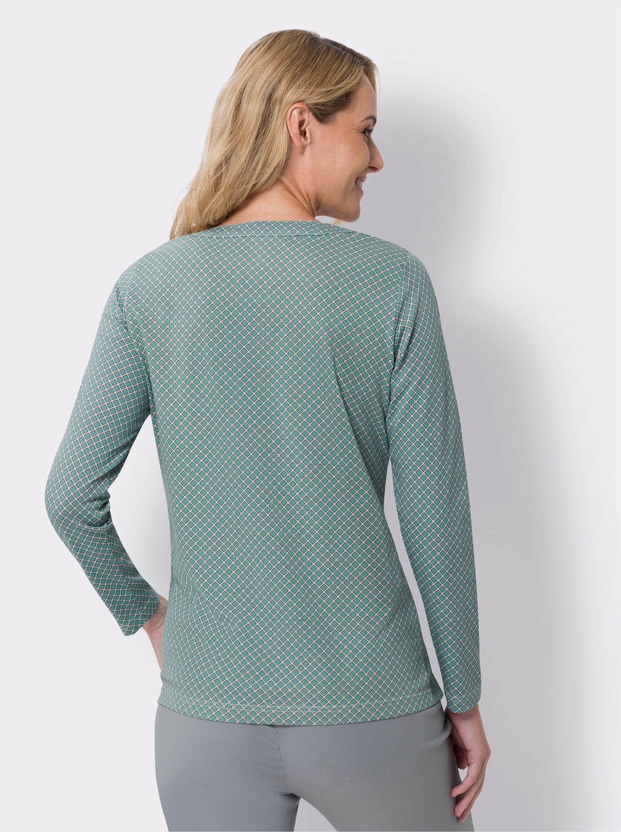 Shirt met lange mouwen - grijs/oceaan bedrukt