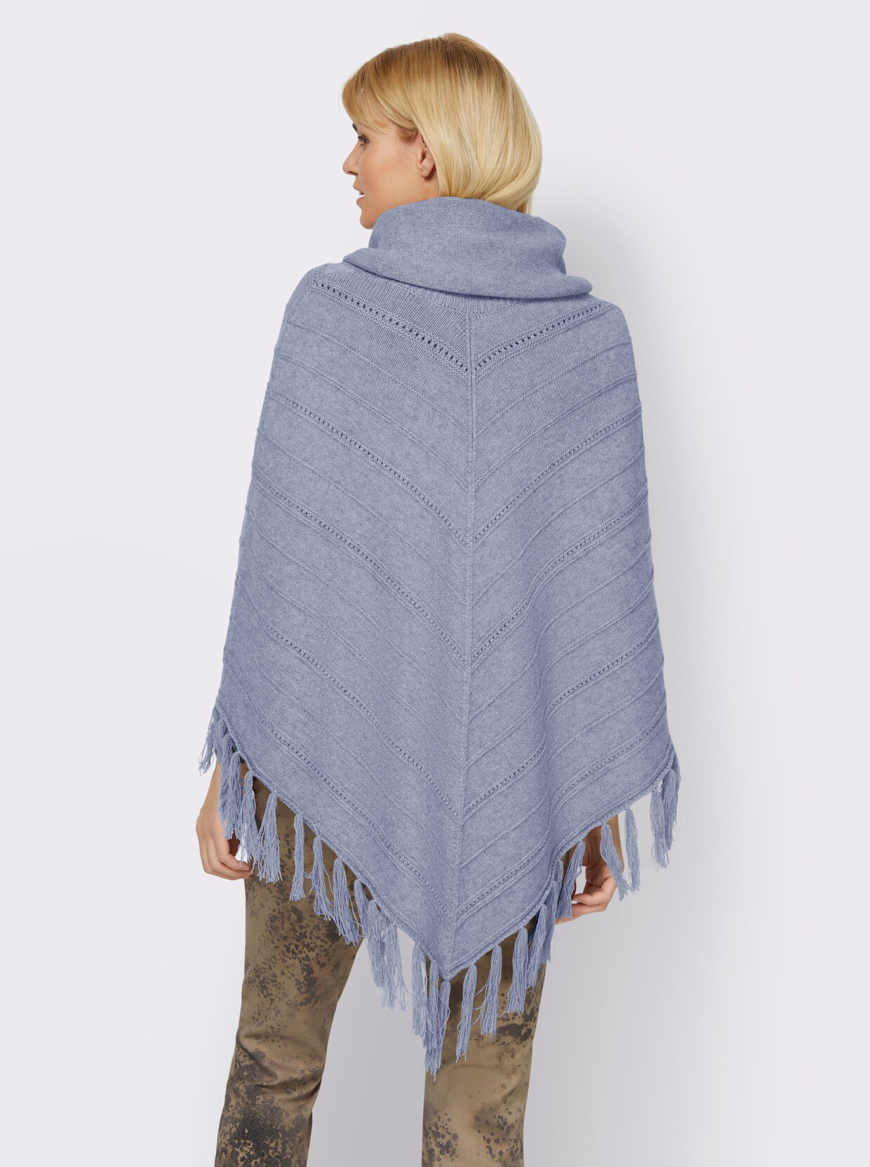 heine Gebreide poncho - bleu gemêleerd