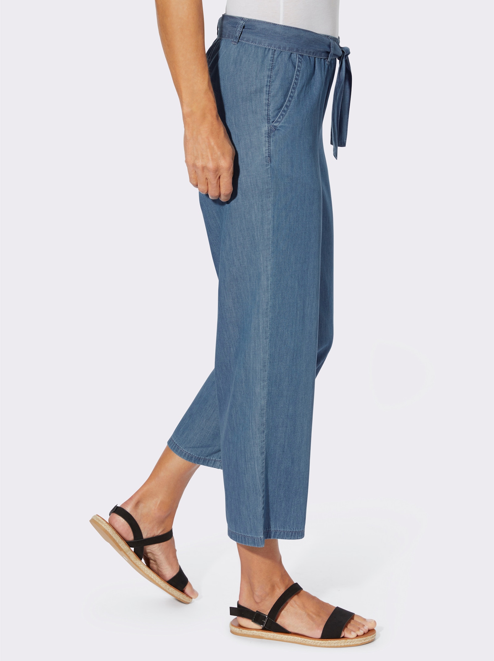 Culotte met afneembare bindceintuur - blue-bleached