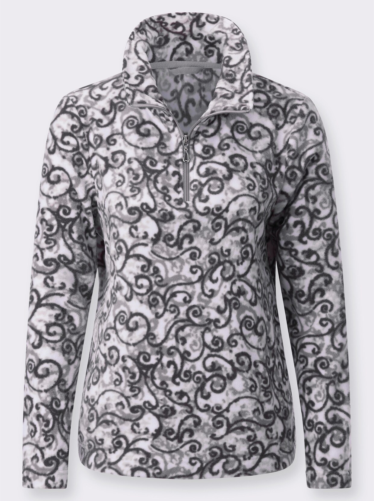 Fleeceshirt - steingrau-anthrazit-bedruckt