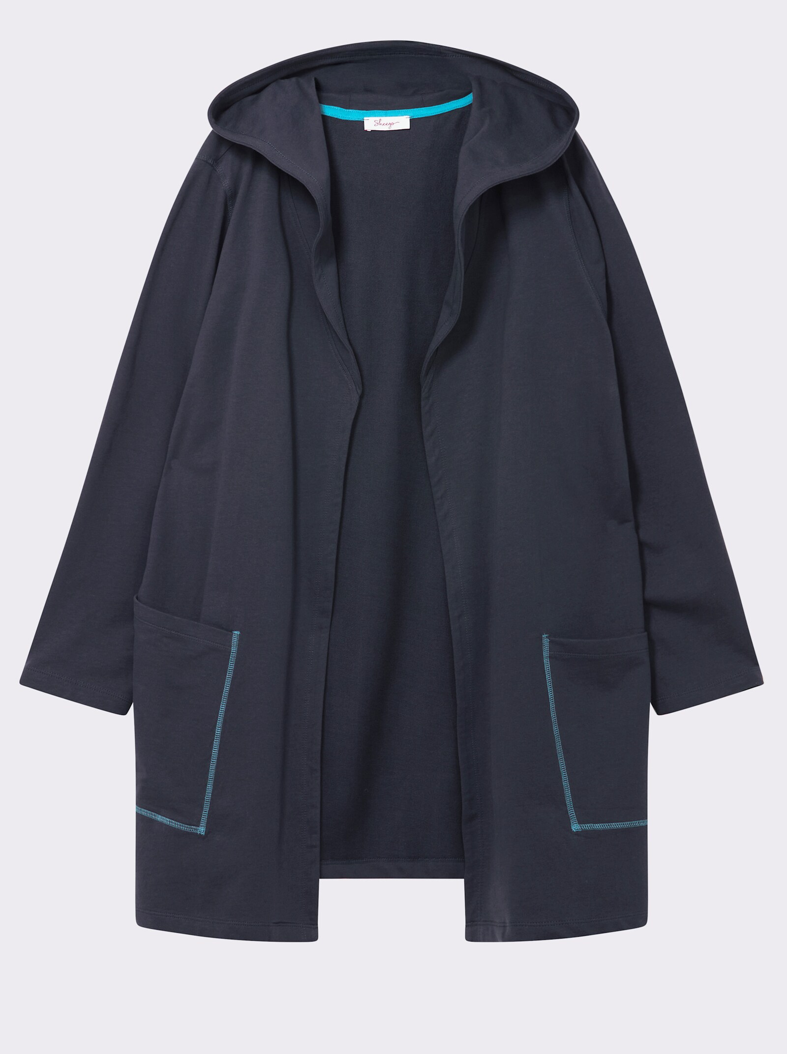 sheego Sweatjacke mit Kapuze, verschlusslos - tiefblau