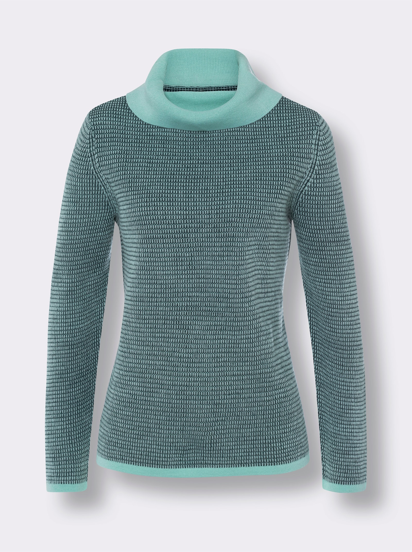 Pullover met lange mouwen met wijde rolkraag - petrol/mint gedessineerd