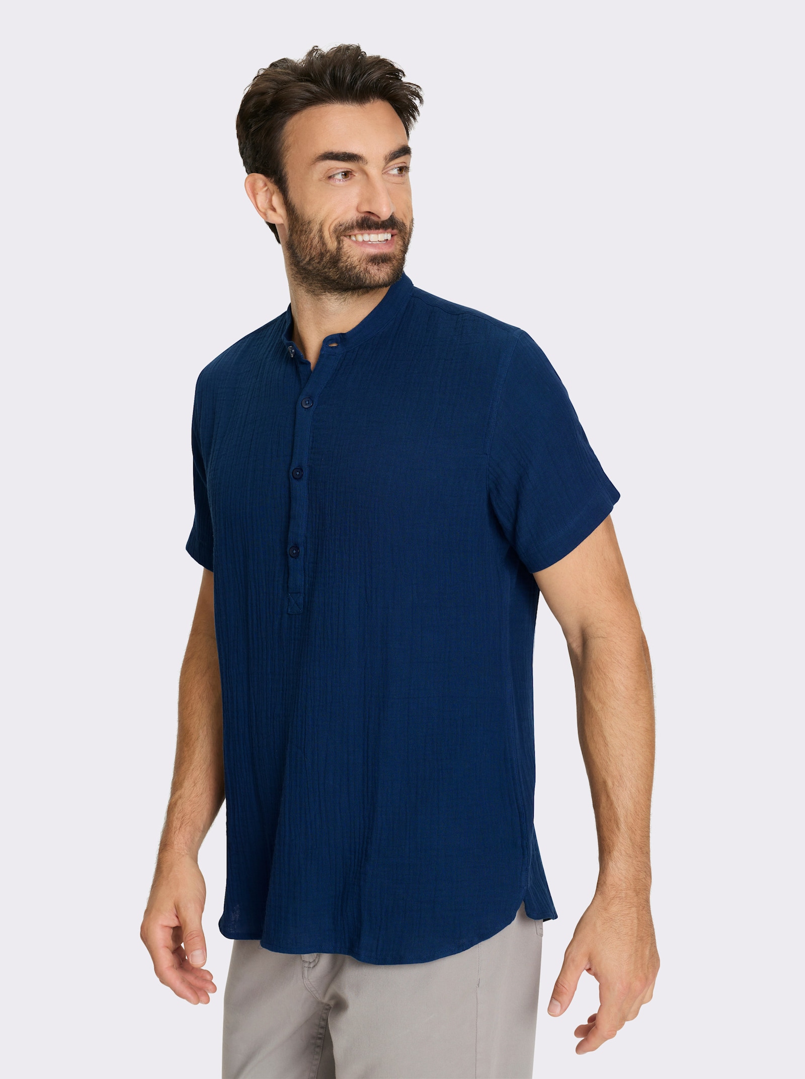 Catamaran Kurzarmhemd in Musselin-Qualität - dunkelblau