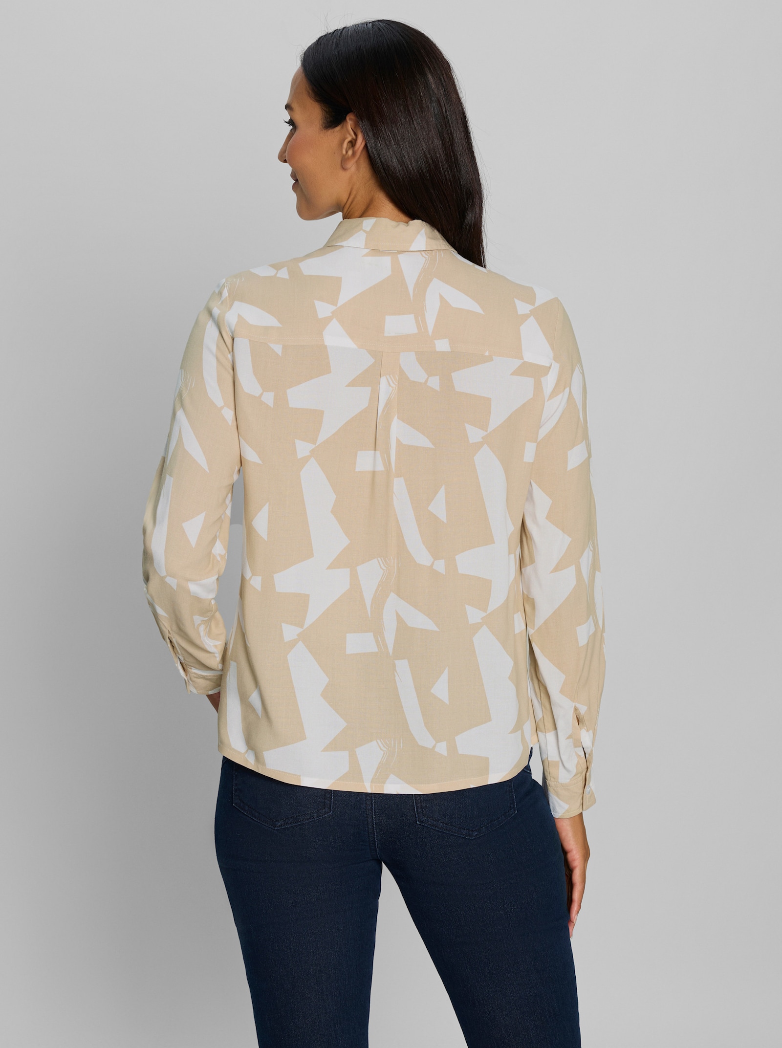 heine Hemdbluse mit Druckdessin - ecru-beige-bedruckt