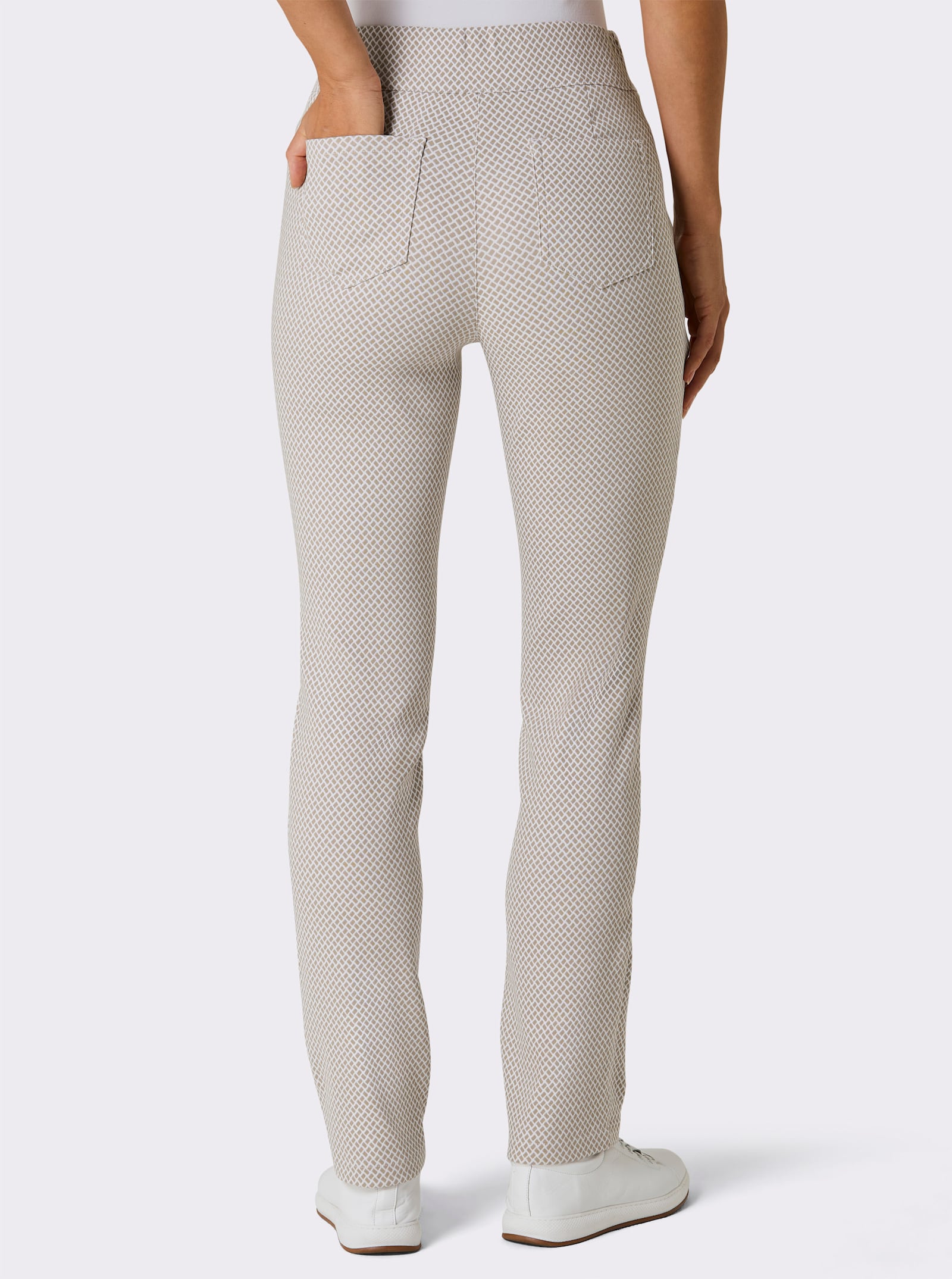 CREATION L PREMIUM Bengalinhose mit Dehnbund - sesam-weiß-gemustert