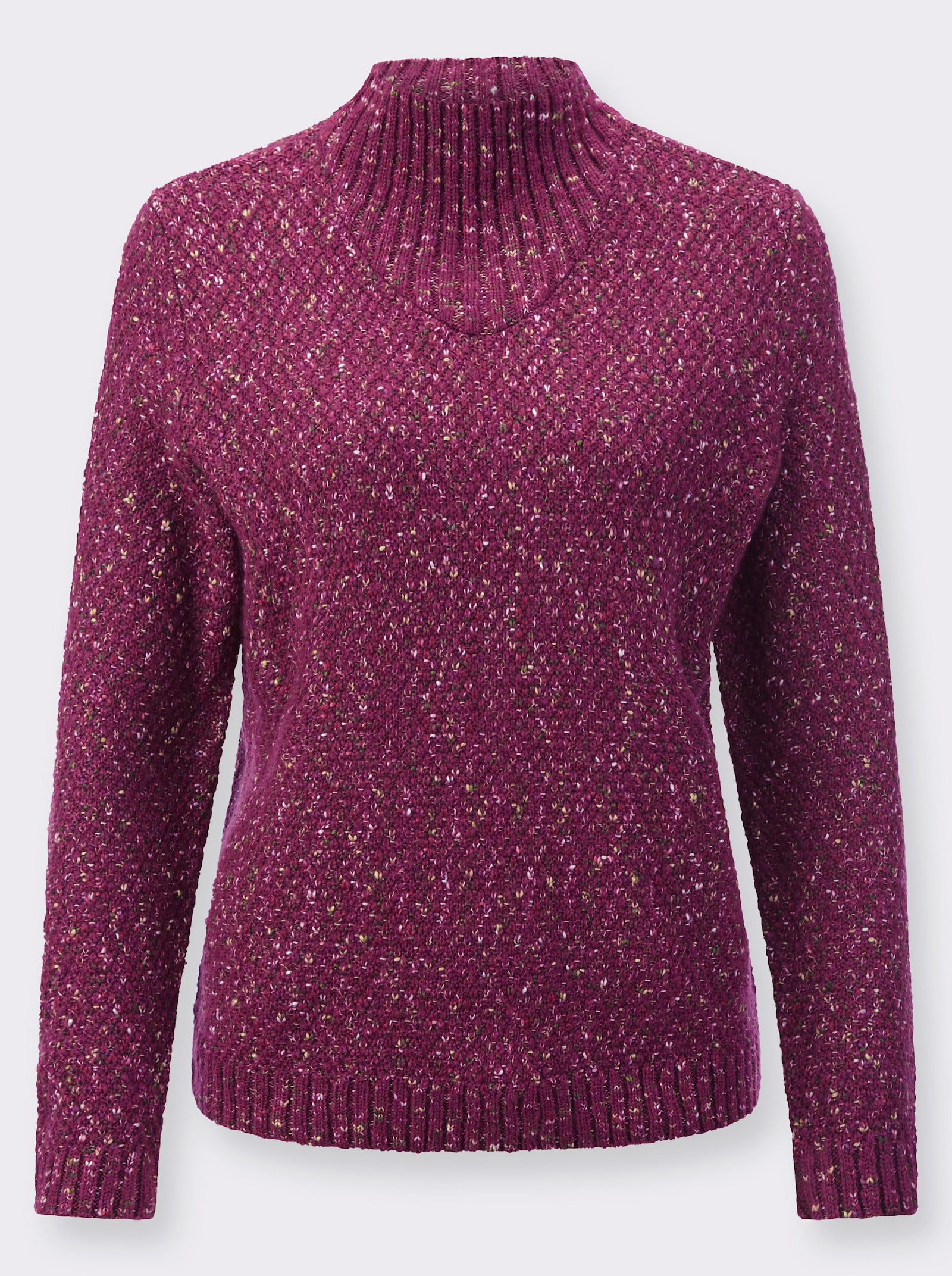Stehkragenpullover mit weichem Tragegefühl - malve-meliert