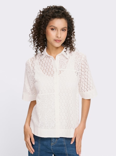 heine Spitzenbluse mit transparentem Oberstoff - ecru