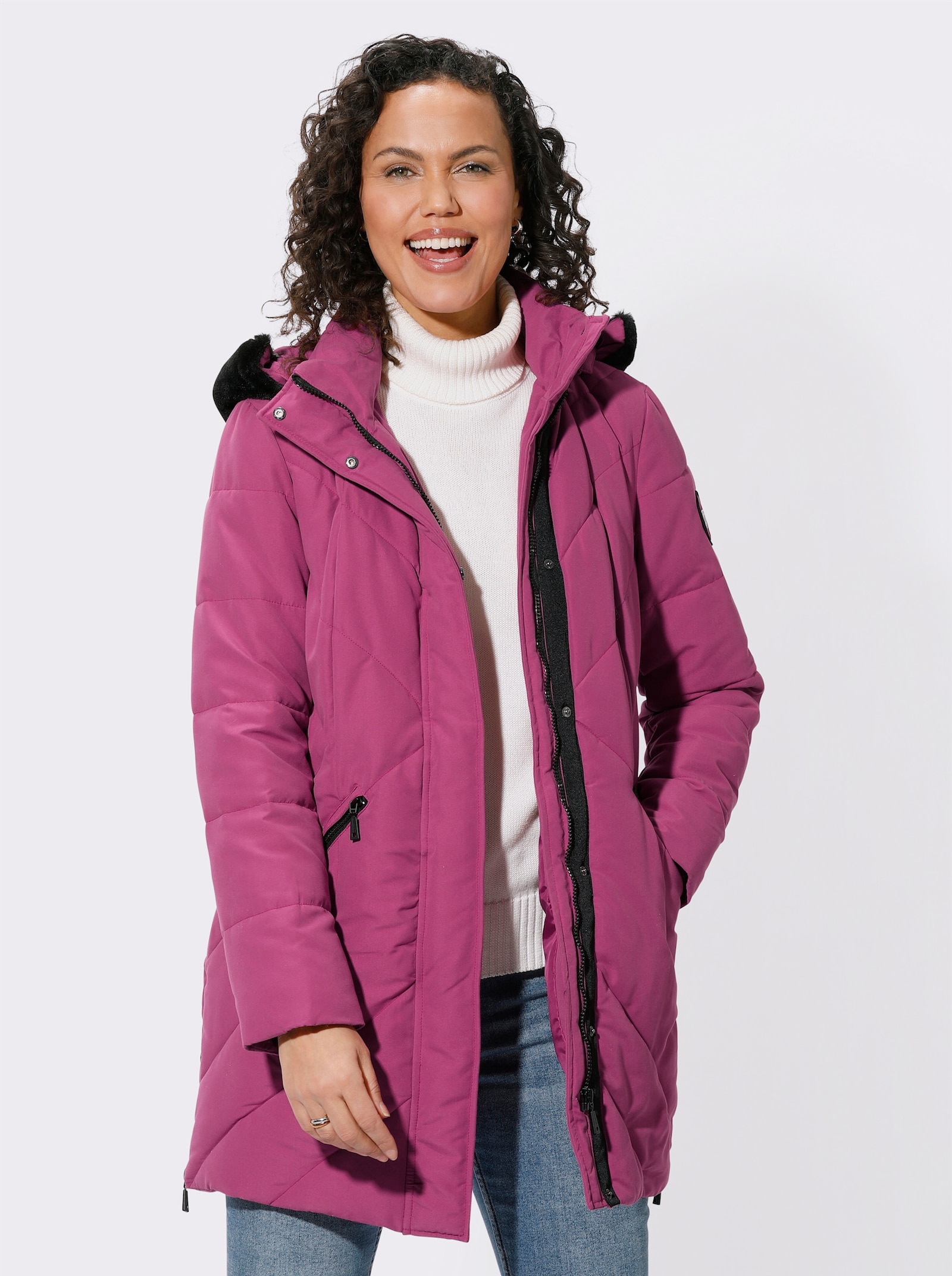 Steppjacke mit Pelz-Imitat-Besatz - erika