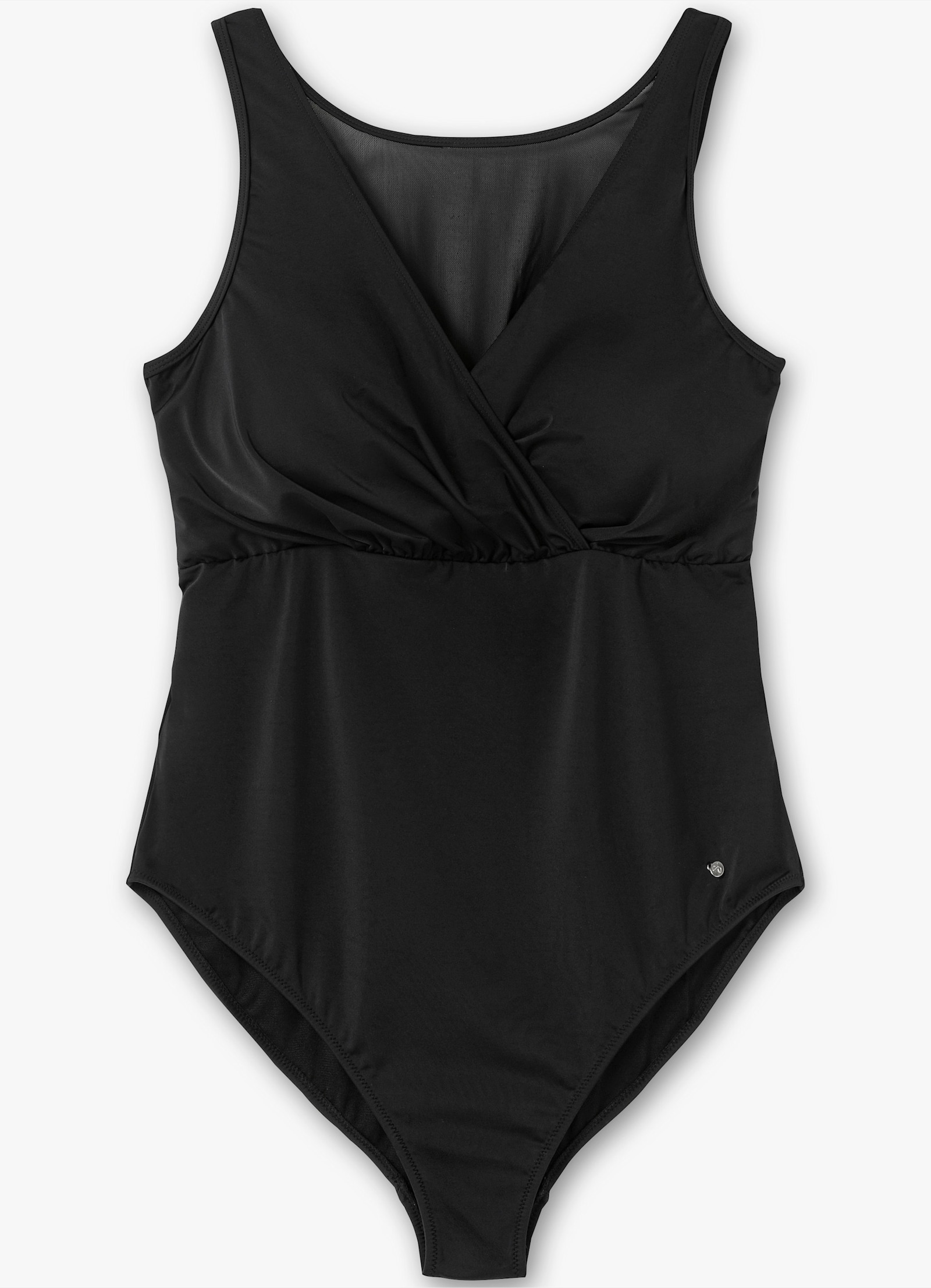 sheego Badeanzug in Wickeloptik - schwarz