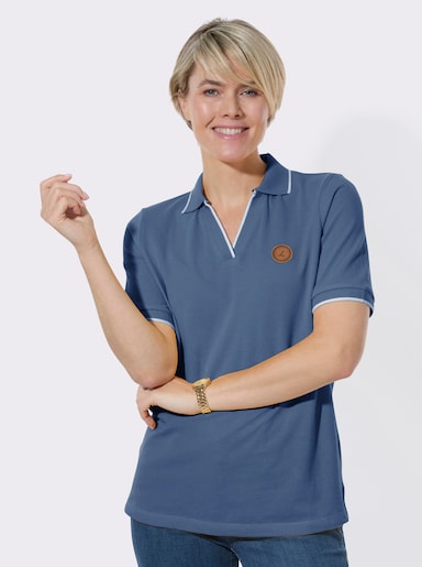 Poloshirt mit Kontrastdetails - jeansblau
