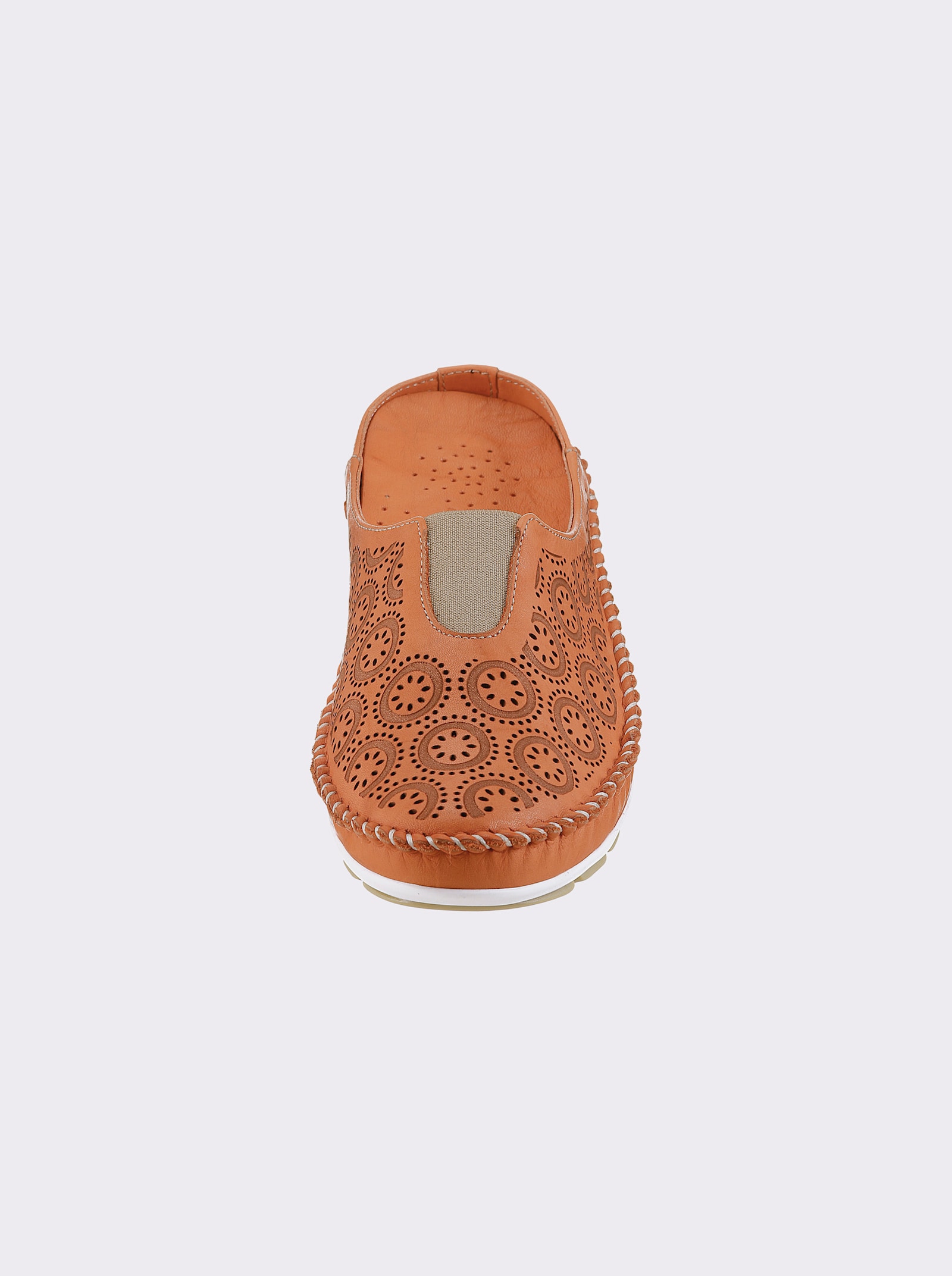 Gemini Pantolette aus Leder mit Durchbrüchen - orange