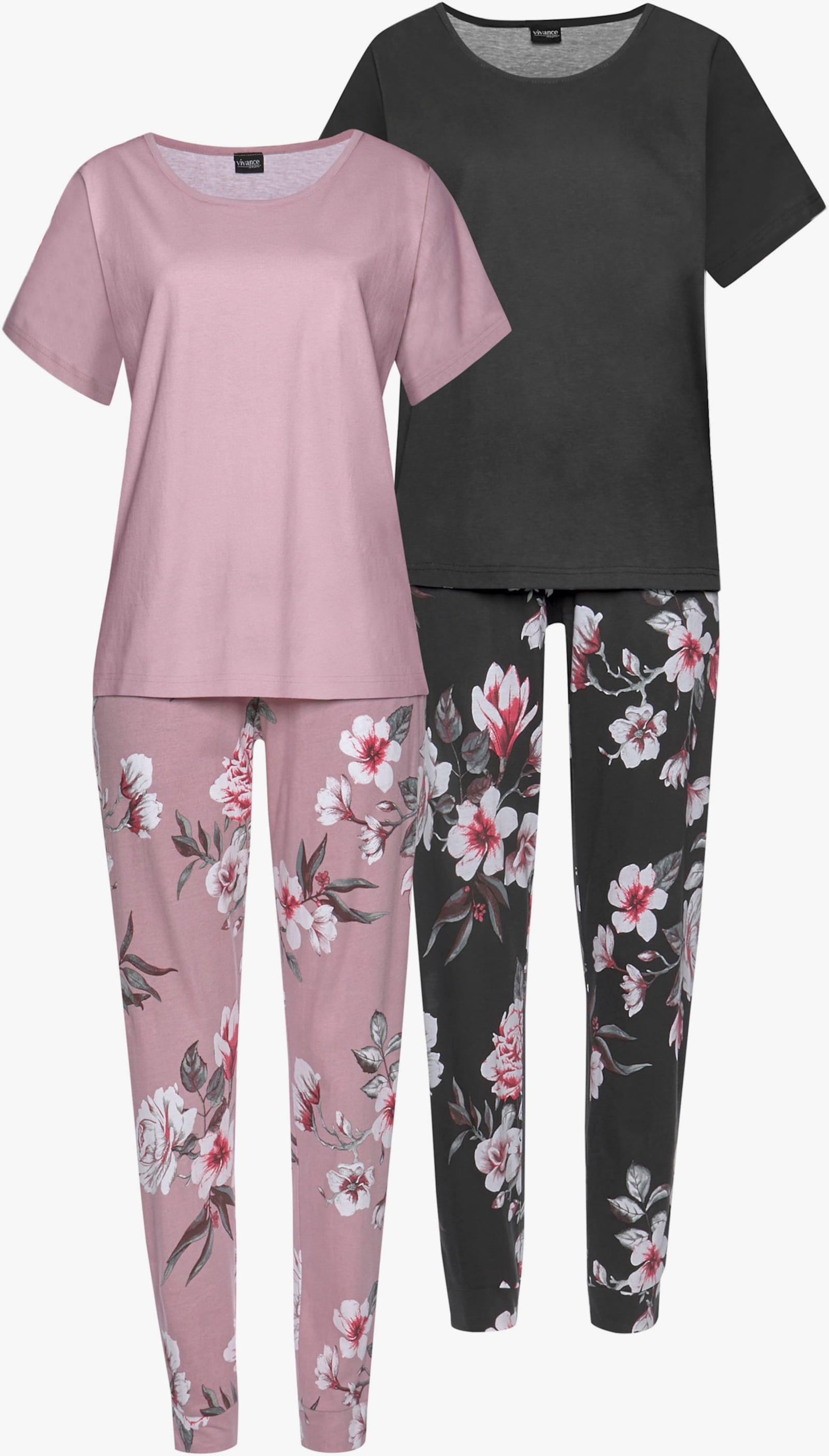 Vivance Dreams Pyjama - mauve + schwarz
