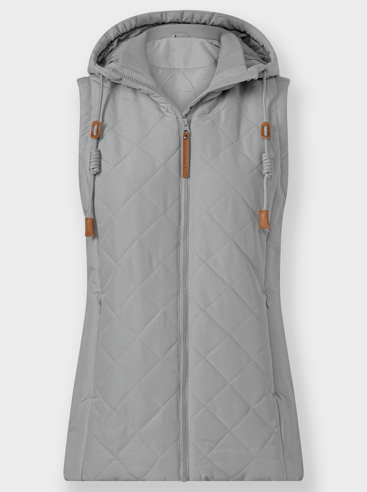 Steppweste mit Strickstehkragen, Microfaser - steingrau