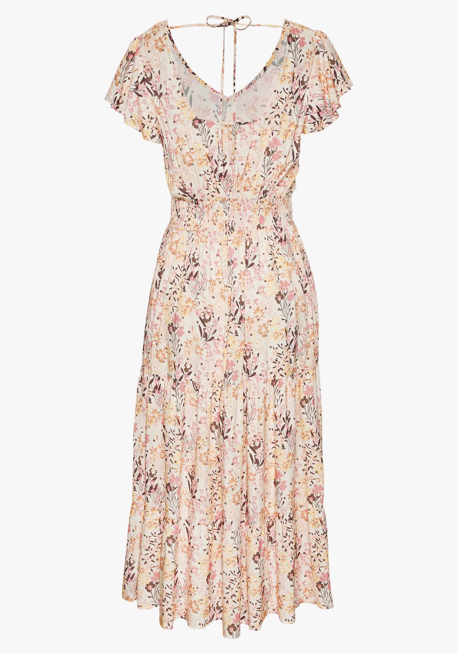 Vivance Midikleid - beige-braun-koralle bedruckt
