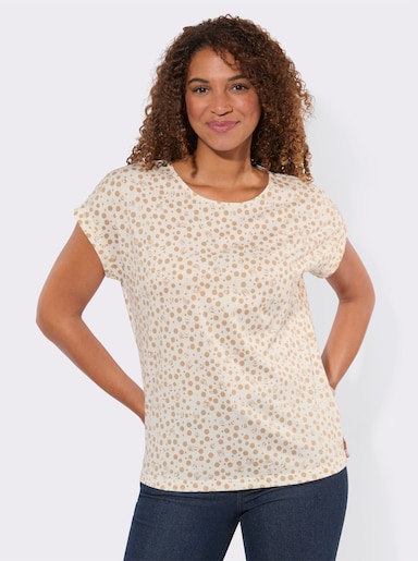 Print-Shirt aus reiner Baumwolle - beige-ecru-bedruckt